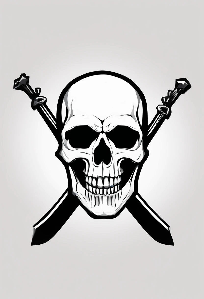 generate a logo with skull and cross bones but with less details and more blocky visuals