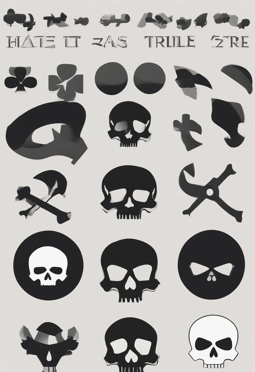 generate a logo with skull and cross bones but with less details and more blocky visuals
