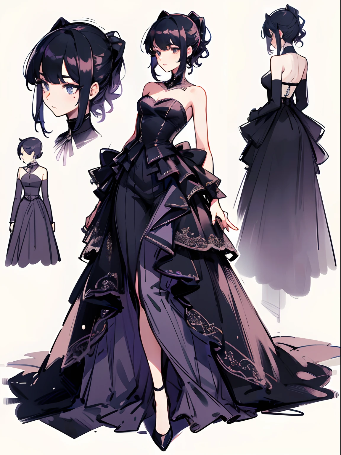 high quality,ultra-detailed,black tailcoat skirt,beautifully flowing fabric,graceful female figure,perfectly tailored silhouette,subtle shine of silk fabric,elegant movement,stylish and sophisticated attire,contrast of black against a vibrant backdrop,dramatic and eye-catching,theatrical performance,high contrast lighting,striking shadows,artistic composition,vivid colors,historical fashion statement,masterpiece:1.2