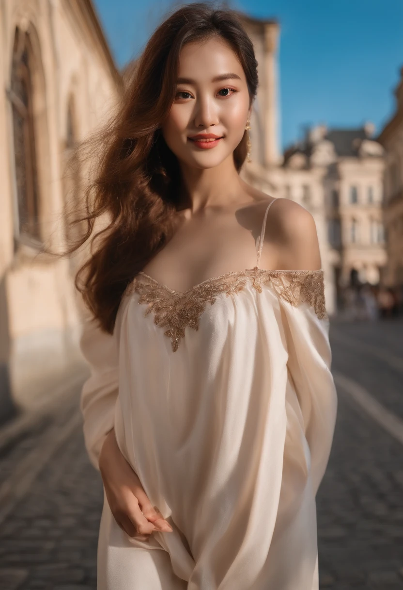 Detailed nakedness、(Detailed nipples)、Happy expression on face:1.26)、Raw photography、(((Ultimate Beauty Full Body Shooting)))、((glistning skin))、女の子1人、-yeld beiful girl in Prague、bright expression、((brown haired))、stick out buttocks、big breasts thin waist、skinny thigh、Lush bust、Wink at the viewer、((Big eyes that shine like jewels))、Glossy glossy skin、(Medium Hair:1.2)、No makeup、Beautiful bangs、Hair between the eyes、((​masterpiece、top-quality、ultra-detailliert、Film Light、intricate-detail、hight resolution、ighly detailed))、细致背景、8KUHD、Digital SLR、Soft light、hightquality、Film grain、FujifilmXT3 、Shallow depth of field、natural soft light、Kamimei