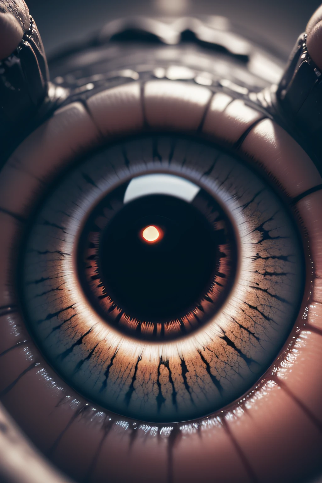 A macro view of an alien's eye with all the details and roughness and liquid parts