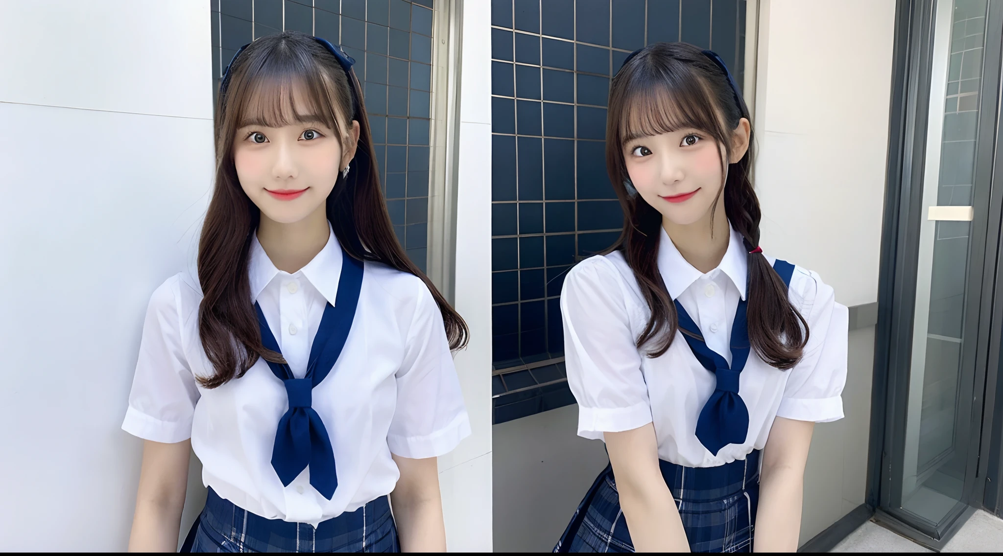 18 year old schoolgirl in white shirt and light blue miniskirt(poneyTail)