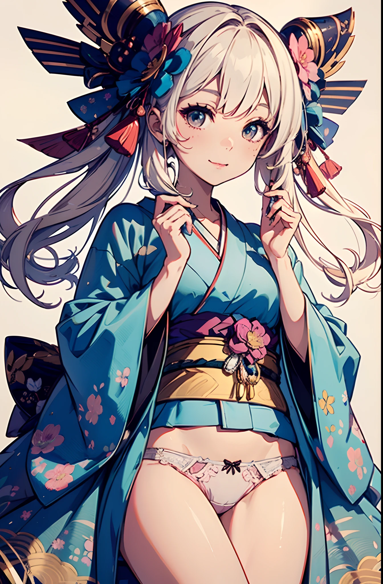 (masterpiece1.5),hyper quality, Hyper Detailed,Perfect drawing,NFSW、Beautuful Women、lustrous beautiful skin、Gentle smile、(((Very beautiful costume)))、(((Beautiful panties)))、(((Luxury kimono)))、。.3D、16K illustrations、((clearface))、Hi-Res、Nice backgrounds for your subject、beatiful backgrounds、spot light、Vibrant colors、(((Detailed drawing)))、Perfect Beautiful Girl、(((Perfect Photo)))