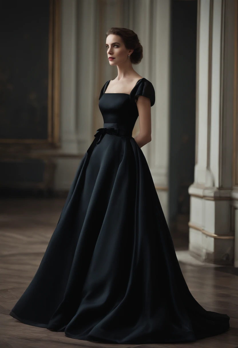 The woman in the black dress has a delicate face，The waist is slender，A black ribbon narrowed the waist。

It looks like a royal sister who is about thirty years old，Actual age is not visible

And this woman who can't tell her age
