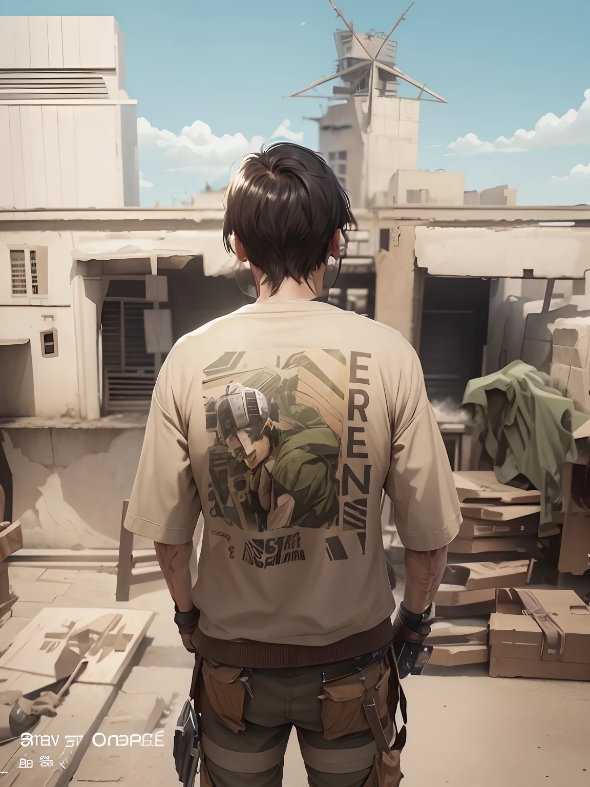 Only change character background to a war zone like attack on Titan realistic