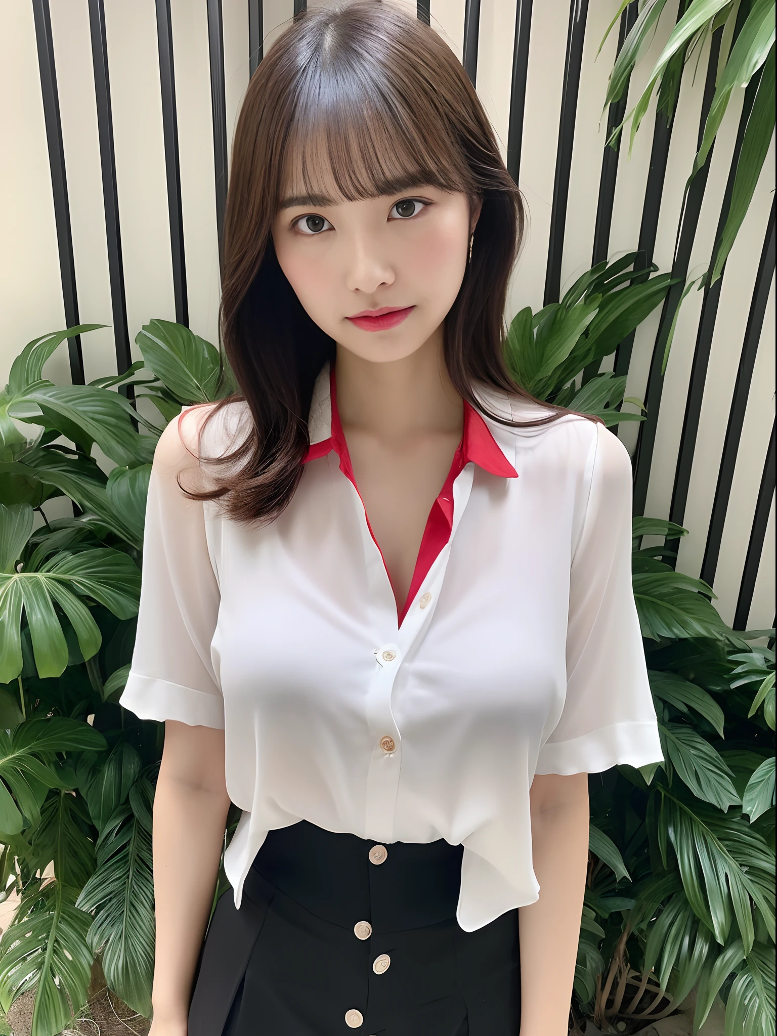 japanes、Saleslady、ultra gigantic tits、Recruit suit、Mini tight skirt、Red lingerie、high-heels、(Go out alone in summer、Unbuttoning the blouse to the chest in the heat、The chest is also revealed.、A glossy situation where a bra can be seen through a sweaty blouse)、