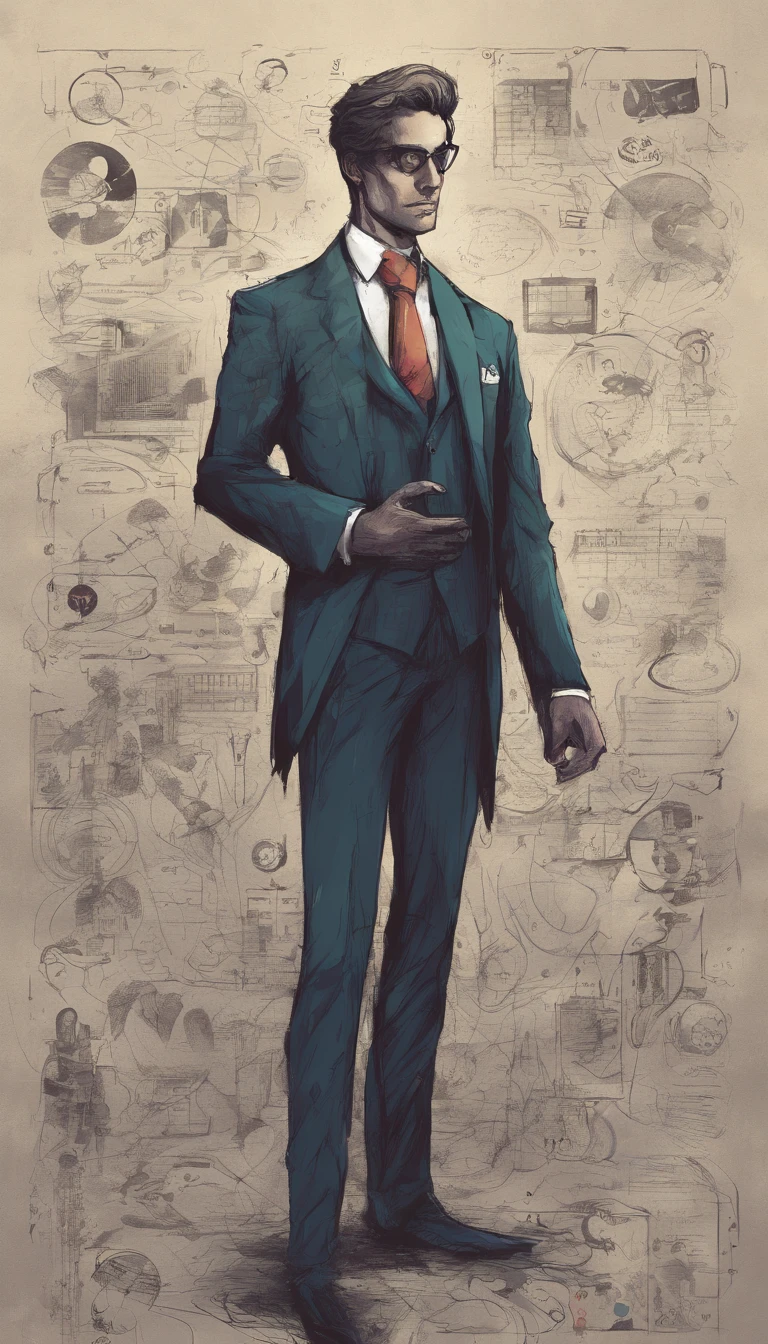Question mark wearing a suit and tie