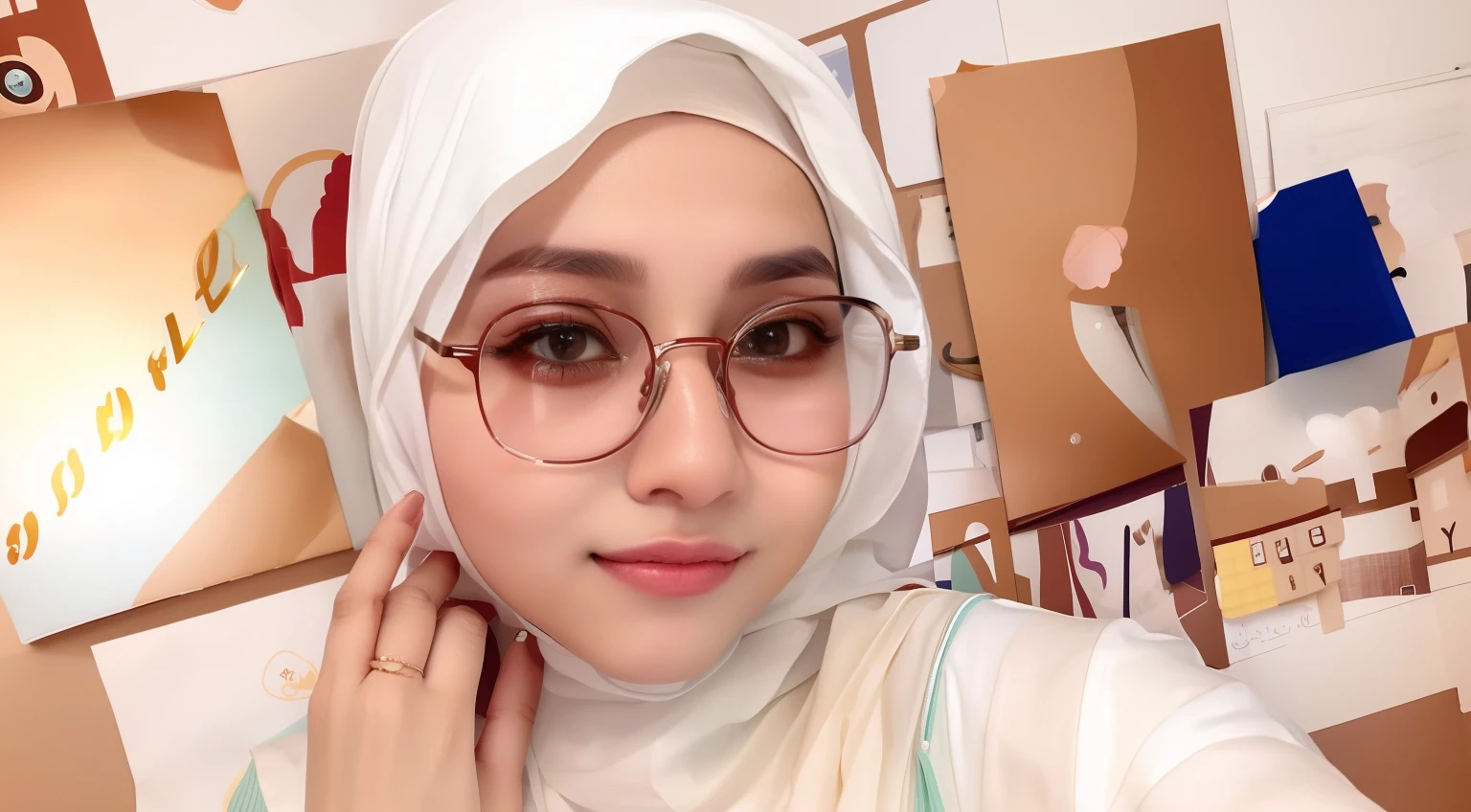 RAW photo of a 24 year old girl wearing hijab, satin abaya sexy sea foam , satin, hijab face portrait,((tp background)), 8k uhd, dslr, soft lighting, high quality, film grain, Fujifilm XT3, covered dress, patterned dress, gigantic breasts:1.5