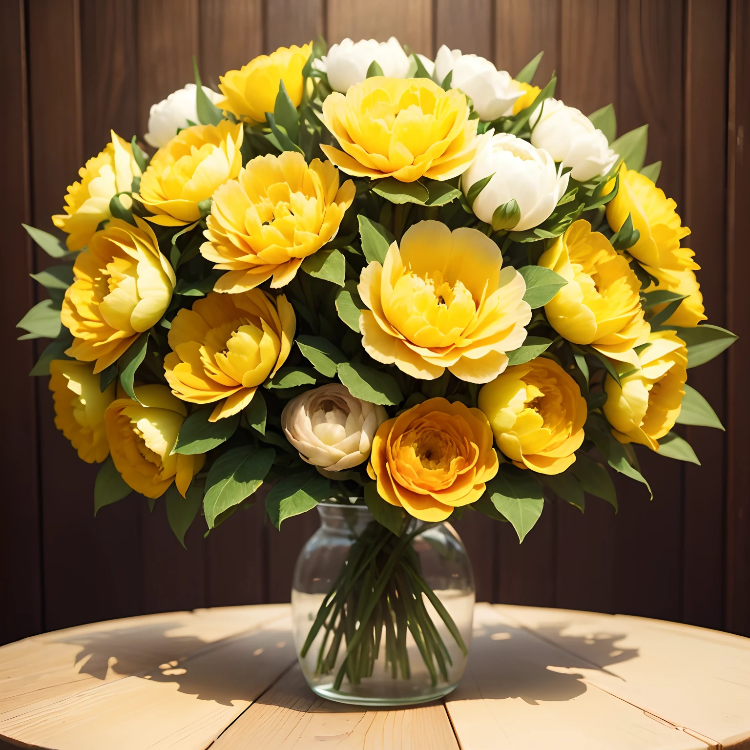 Bouquet of yellow peonies, ramo grande, bonito, flores, amarillas