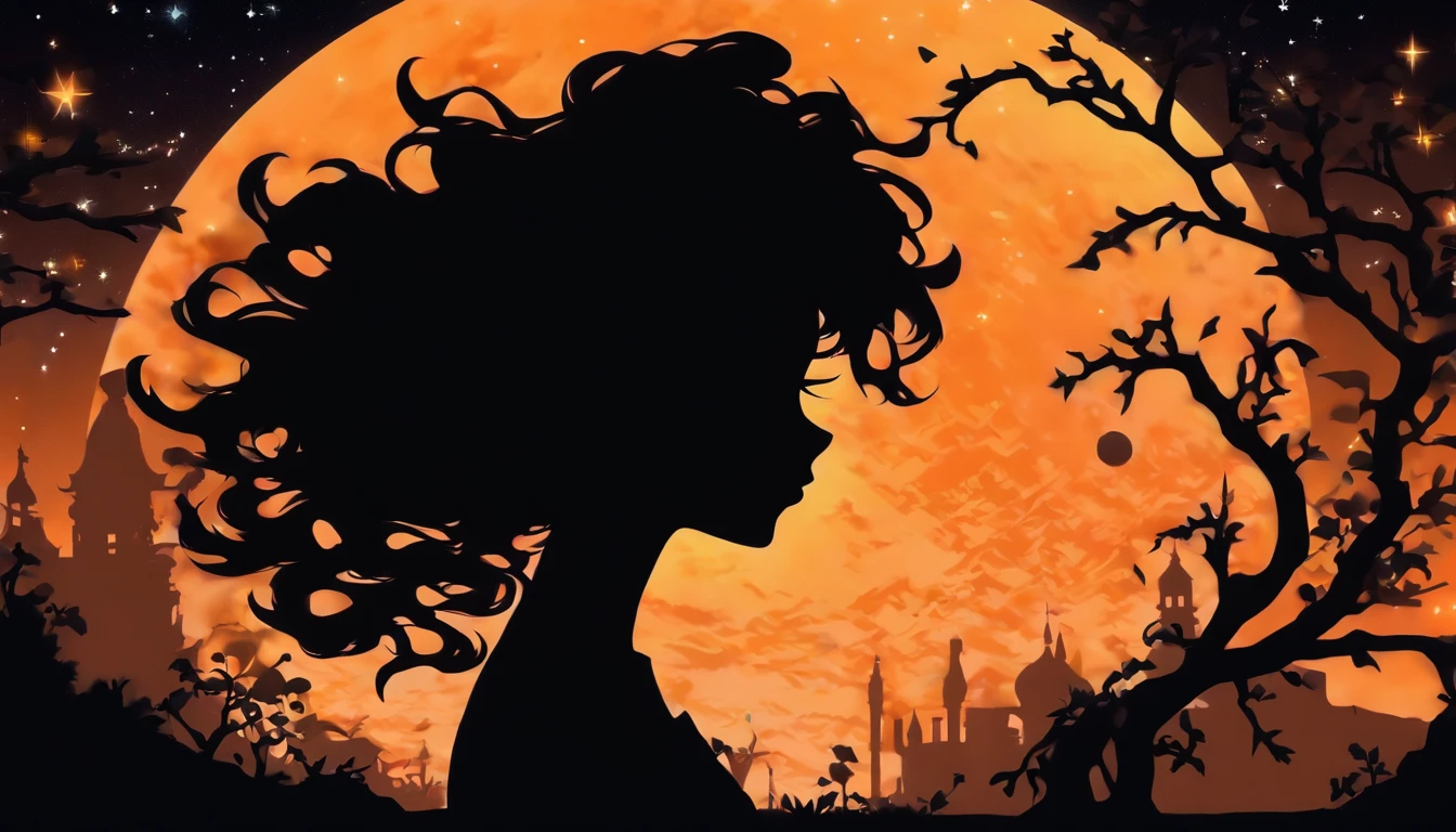 (Silhouette Art,cutouts:1.6)
(((Paper cutting art,A world where only black exists:1.3)

(Cowboy Shot),1 girl,Solo,
(Girl in dress,profile:1.2),white, Clear and beautiful face,Countless meteors、The Moon Behind、Empty train

break
(the blue moon)
Textured glass background,Tarot card atmosphere