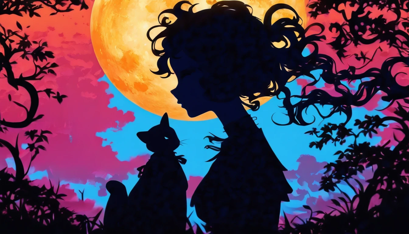 (Silhouette Art,cutouts:1.6)
(((Paper cutting art,A world where only black exists:1.3)

(Cowboy Shot),1 girl,Solo,
(Girl in dress,profile:1.2),white, Clear and beautiful face,Countless meteors、The Moon Behind、Empty train

break
(the blue moon)
Textured glass background,Tarot card atmosphere