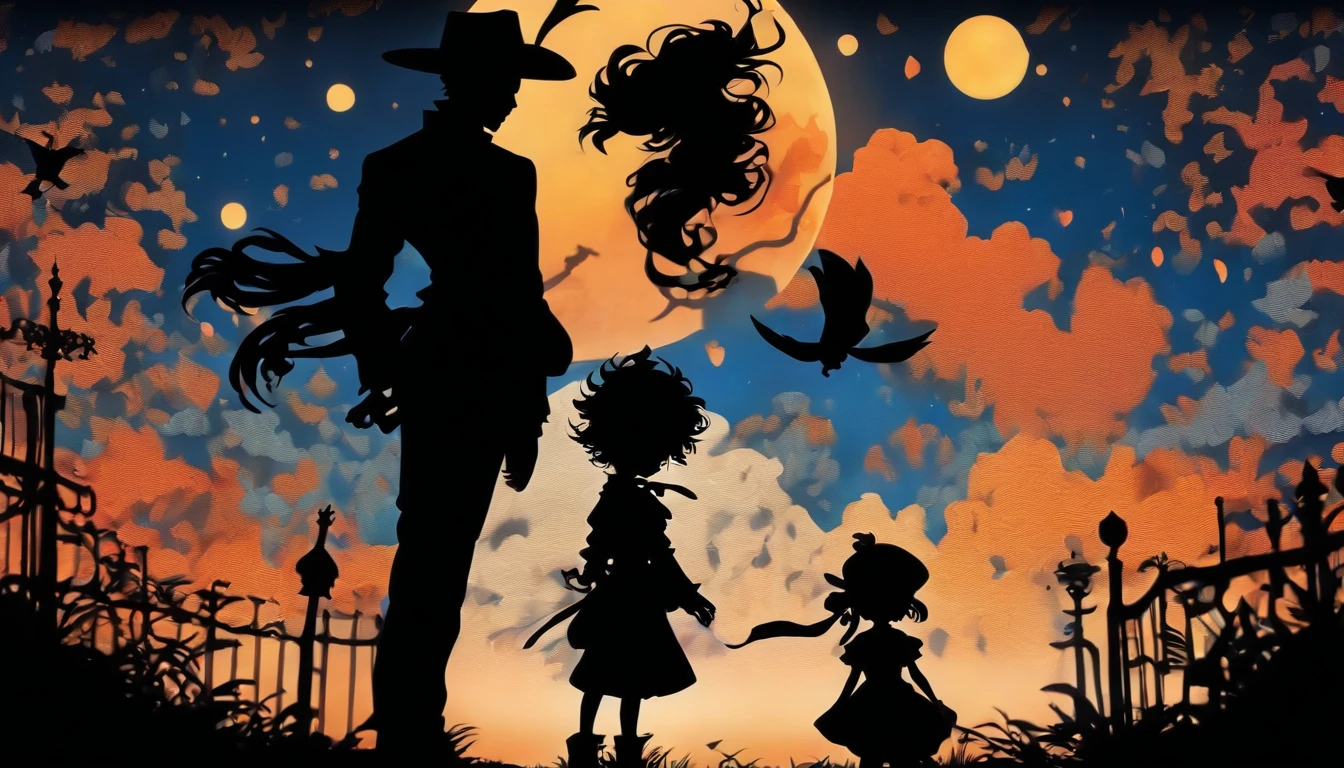 (Silhouette Art,cutouts:1.6)
(((Paper cutting art,A world where only black exists:1.3)
(Cowboy Shot),1 girl,Solo,
(Girl in dress,profile:1.2),white, Clear and beautiful face,Countless meteors、The Moon Behind、Empty train
break
(the blue moon)
Textured glass background,Tarot card atmosphere
