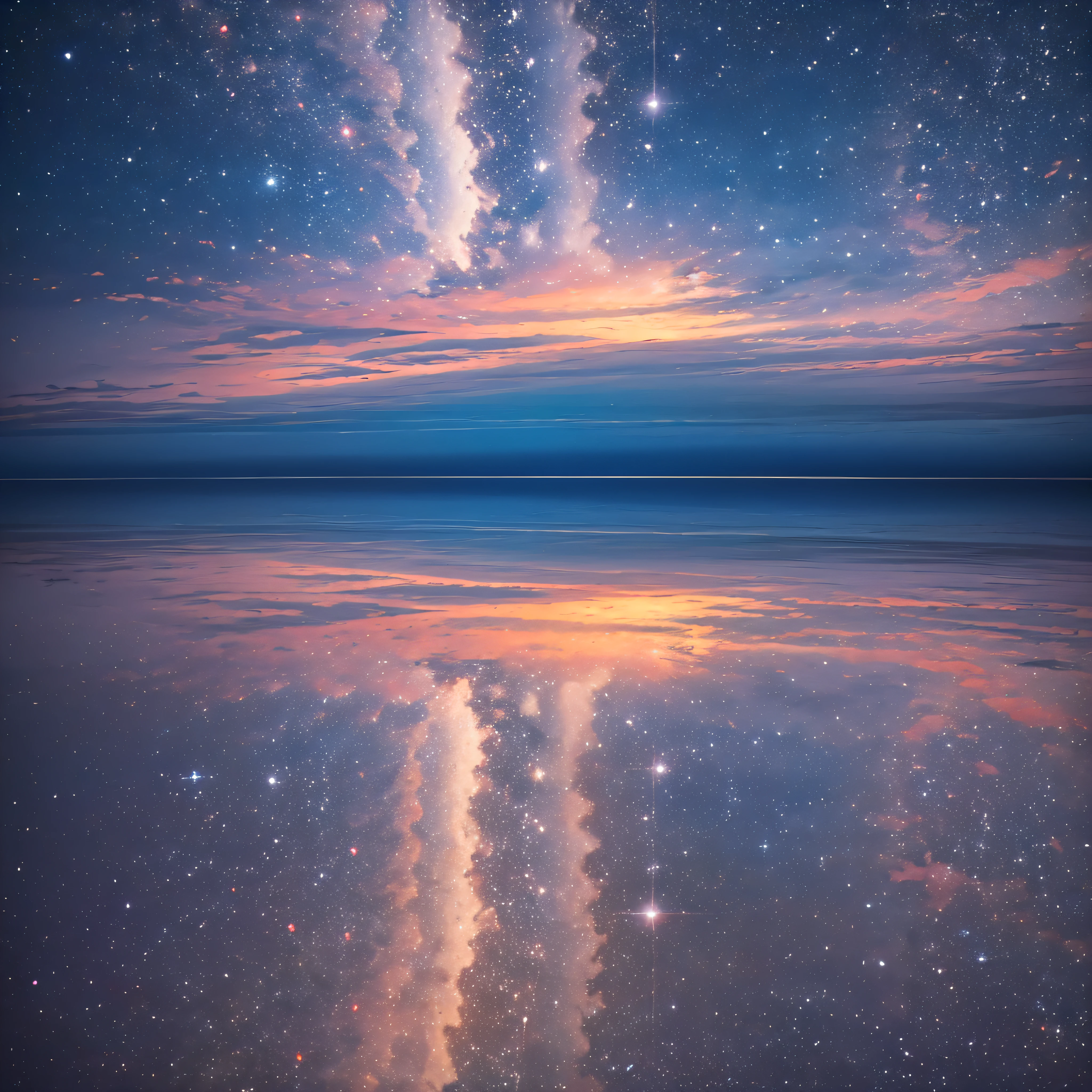 Salar de Uyuni, Bolivia: The world's largest salt flat reflecting the night sky, creating a surreal, mirror-like effect.