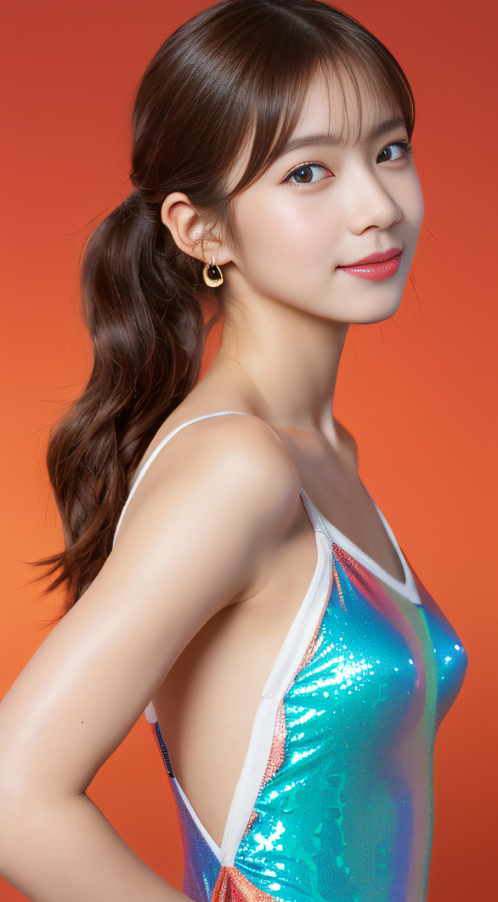 (((One Piece Swimsuit,(Super White Metallic Bright Red Brown Vermillion Rose Sky Blue Indigo Copper Salmon Pink Coral Amber Mustard Khaki Peach Burgundy Holographic Swimsuit:1.2)))) (((32K,very high res, high detailing, highly accurate,Masterpiece Girl 1))),Raw photo & realistic atmosphere,beautiful dark blue eyes,Detailed mouth,Glossy lips,Detailed eyebrows,Soft white skin that shines with every detail,,Eyes drawn in detail、Very beautiful eyes with azure eyes,Detailed lips、Very beautiful face,Very well-formed face、Lifelike face,shiny beautiful lips,Beautiful eyebrows,Infinite reality,Best design,(Insanely cute Japan ,Healthy style,Beautiful breasts with big breasts,Very cute beautiful girl,Little Girl:1.5)al Makeup,Japanese ido,Korean Idols,Young sensual idol,Moist eyes,Dark beautiful eyes,Beautiful butt,beauty legs,,camel's foot,,Skinny Fingers,Detailed beautiful legs:1.3),超A high resolution、,Natural and realistic face,Back lighting,Pure eyes are too cute,(((photorealisim))),Reality Live Action,(Fashionable earrings,,a necklace,A bracelet,gyuru,Glossy nail art:1.6),(Colorful cheergirl costume with high detail design,Cheerful Cheergirl,17-year-old loli girl,light brown hair,ded ponytails,,独奏,natural make up:1.7),(Beautiful cheerful girl,Show full-body costume,squatting and opening legs,amorous,I'm rooting for you,Packed match venues:1.8)Laugh more, Laugh more,Amazingly beautiful female athletes, lace top,(Super White Metallic Bright Red Holographic Lace Top:1.2), Chic muscular body:1.4,(top-quality、8K、32K、masterpiece、nffsw:1.3),(Photorealsitic:1.4),(The ultra -The high-definition),(Ultra-realistic 8kCG),Raw photography, Half body shot, Beautiful shadow gradient, Colossal tits, Perfect Lighting, Beautiful and well-groomed face, beautidful eyes, Detailed lips, Double eyelids, Red Rainbow Matt Latex Rubber erotick Hotel a bed natta Matte Gloss Cyan Green Orange Red Purple Black Magenta Blue Lime Green ,The background is a simple color