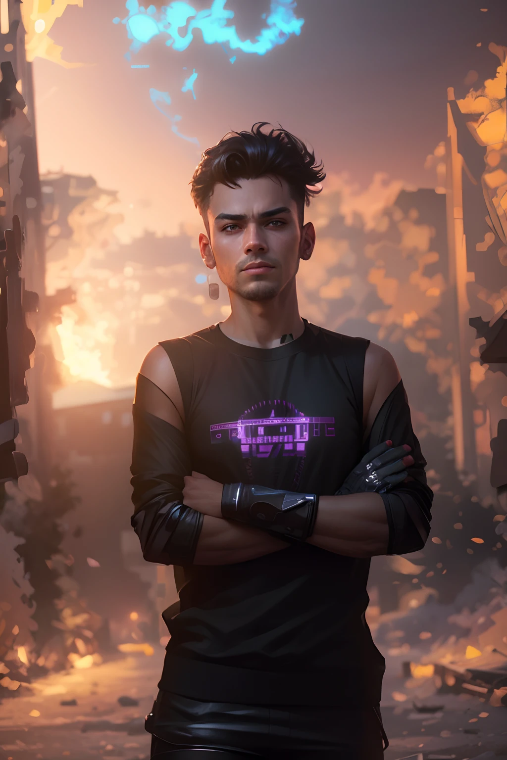 Change background cyberpunk handsome boy realistic face 8k ultra realistic