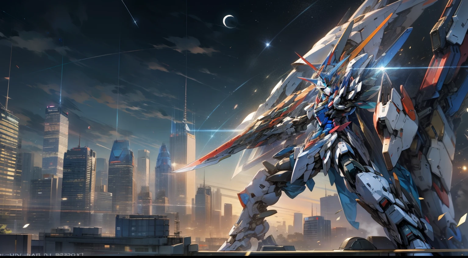 In space, huge planet, nebula, holding weapons, no humans, glowing, (female mech: 1.2), female robot, giant mechanical wings, mech wings, (flying in space: 1.3), comet fragments , glowing eyes, red mecha, science fiction, space, reality, mecha, galaxy background, neon lights, cyberpunk, HD wallpaper, CG art