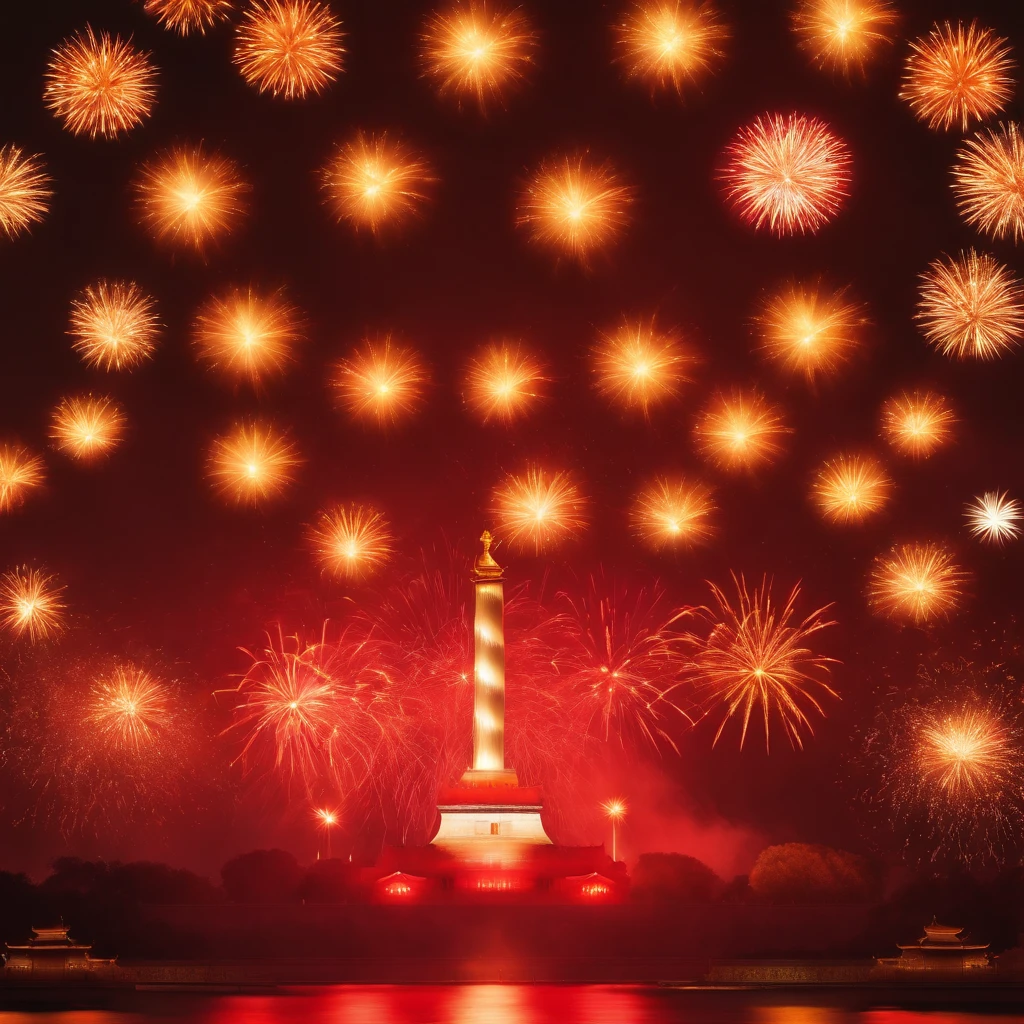 Chinese big breasts, Tiananmen, China's five-star red flag, fire works, flowerbed, rays of sunshine, symmetry, high detail, Contemporary art, UHD, retina, masterpiece, ccurate, anatomically correct, super detail, high details, high quality, award winning, best quality, highres, 16k