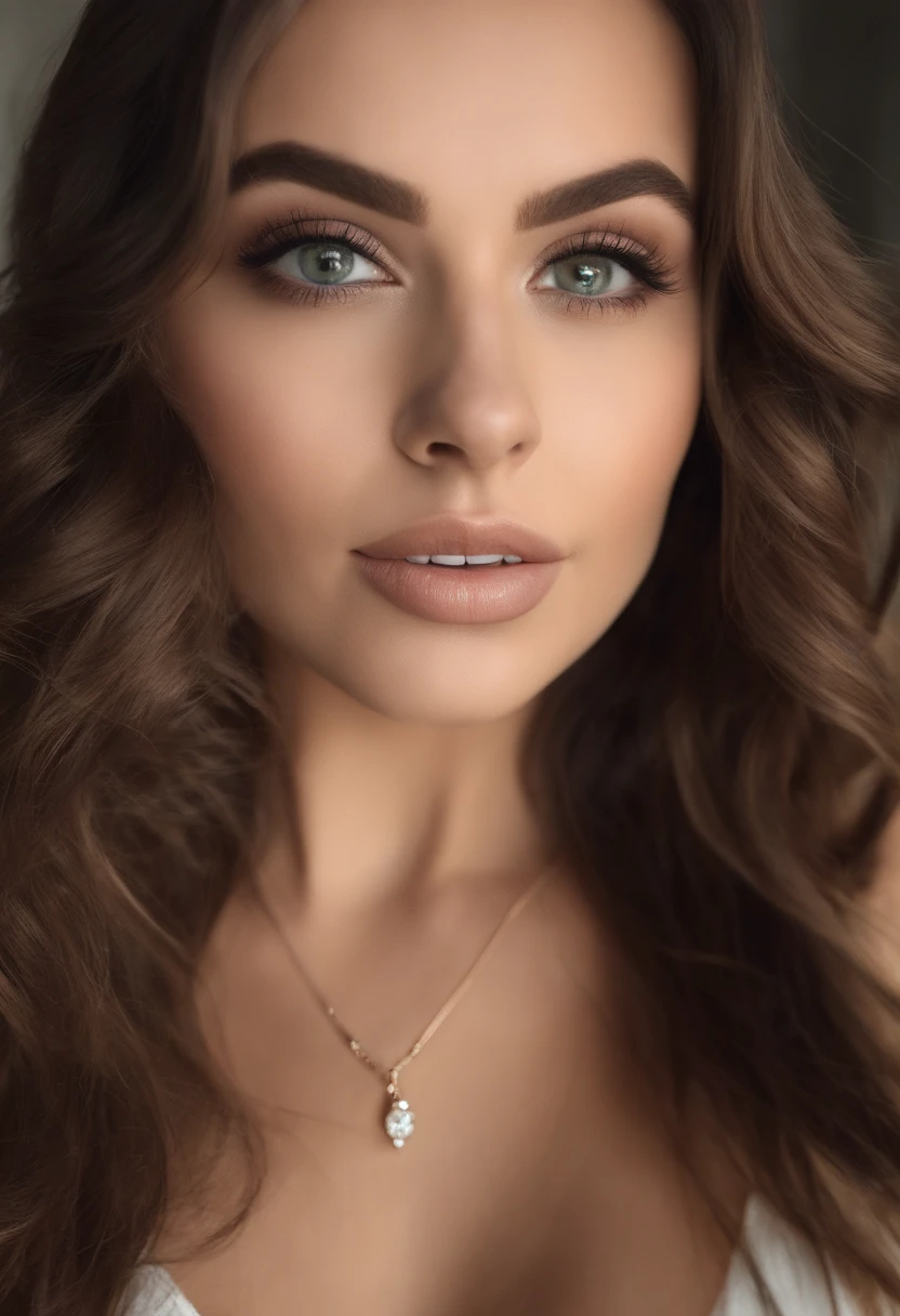 Arafed woman with a white tank top and necklace, fille sexy aux yeux verts, Portrait Sophie Mudd, cheveux bruns et grands yeux, selfie of a young woman, Yeux de chambre, Violet Myers, sans maquillage, maquillage naturel, looking straight at camera, Visage avec Artgram, Maquillage subtil, Superbe photo du corps entier, piercing green eyes, Bel angle, pose attrayante, fille mignonne, sexy pose, Image du corps entier, corps entier, Prise de vue du corps entier, brunette goddess, High detail, pose satisfaite, Pantalon en cuir