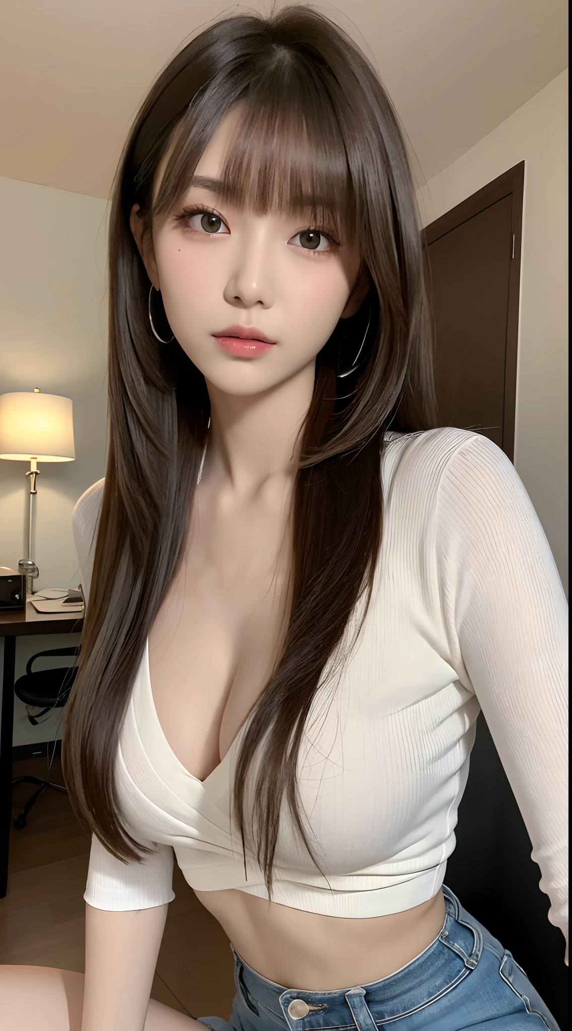 (masterpiece), best quality, 8K resolution, 3d, enlargement, Beautiful girl, With a necklace, beautiful mole under left eye , perfect look, ((Beautiful detailed face)), (upper body: 1.3)(Lower body 1.2), black hair , delicate makeup, red lips, shiny lips, long eyelashes, With silver earrings, bright big eyes, eye shadow, Lying on a silkworm, movie lights, a cute girl, master work, high detail, colorful pictures, Light and shadow details, 매우 섬세한 Beautiful girl, soft and fair skin, delicate facial features, perfect face, amazing beauty, extreme detail, realistic details, take a selfie with your mobile phone, clear focus: 1.2, 1 woman,(brown pubic hair:1.5),(spread legs),(spread pussy),(gross national product, Pussy Juice Dripping, what makeup, 땀y body),((flash)),(laugh),(Close one eye),(stick out tongue),(dehisce),,(take a deep breath, It feels good,obscenity),((sex,cowgirl,ass pov)),(cum shot:1.3),(on stage),spotlight,bokeh,