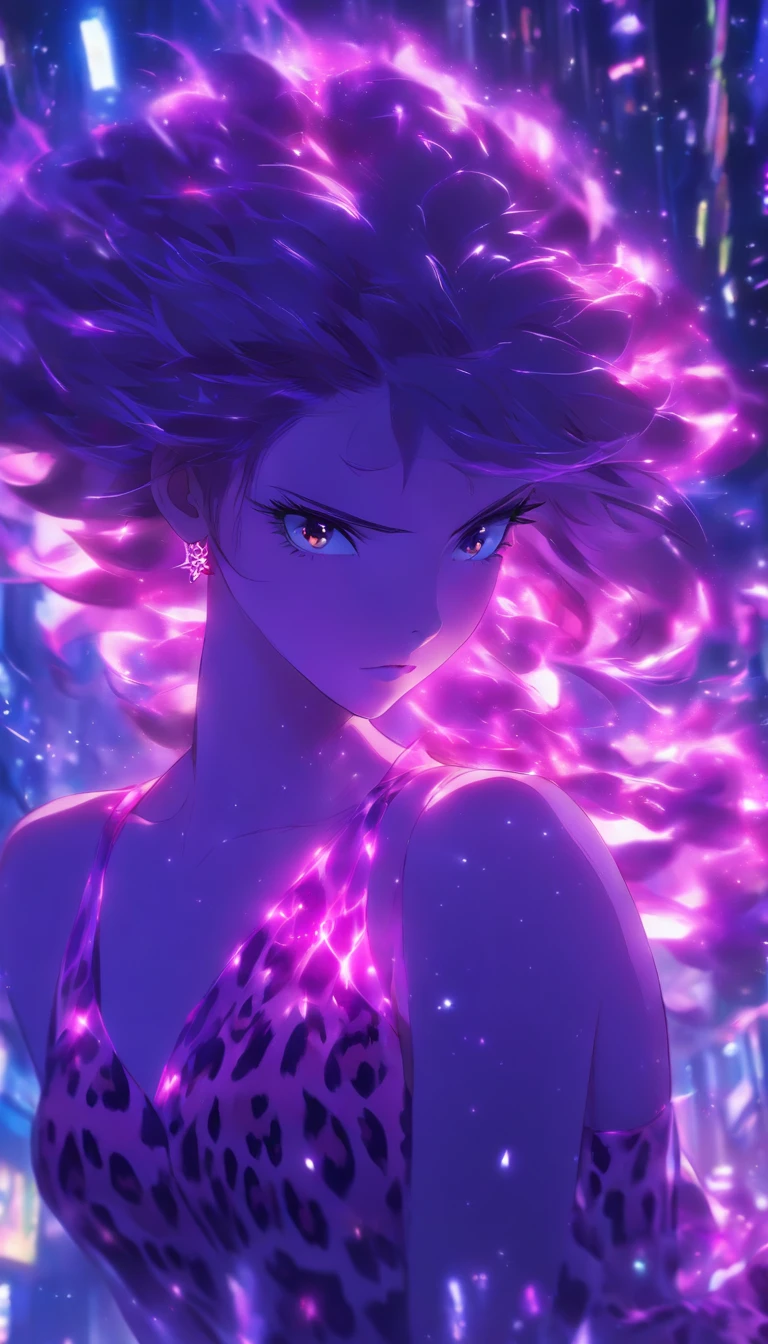 /imagine prompt: A graceful and powerful woman in a purple dress appears before everyone, her gaze sharp and cold, like a leopard staring at its prey,32k, best quality, masterpiece, super detail, high details, by Makoto Shinkai ,in the style of the stars art group xing xing, --niji 5"