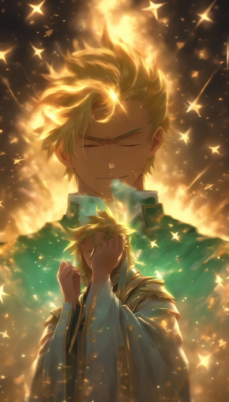 /imagine prompt: A young saint with a smile on his face, shaking his head in refusal, accompanied by an elder who appears concerned, contrasting the power and selfishness, and the dilemma of the loved one being forced, ,32k, best quality, masterpiece, super detail, high details, by Makoto Shinkai ,in the style of the stars art group xing xing, --niji 5"