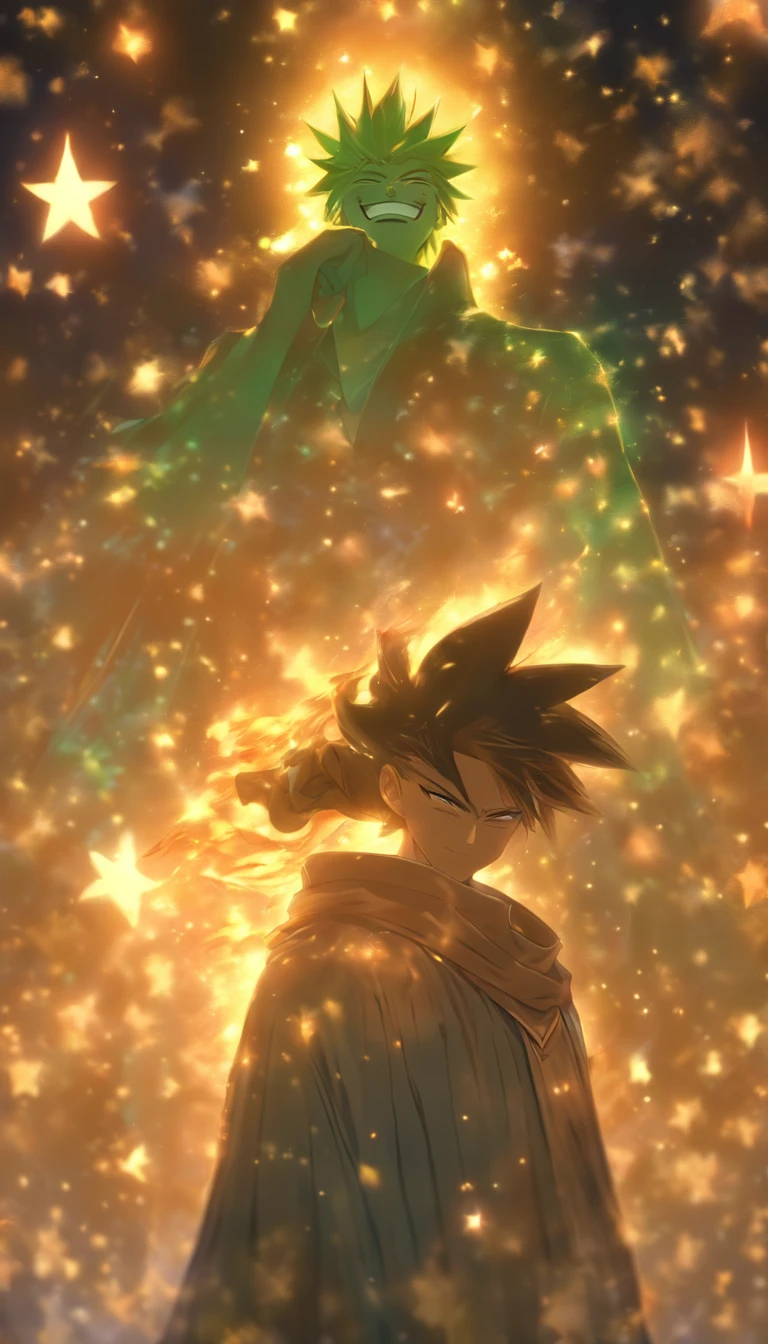 /imagine prompt: A young saint with a smile on his face, shaking his head in refusal, accompanied by an elder who appears concerned, contrasting the power and selfishness, and the dilemma of the loved one being forced, ,32k, best quality, masterpiece, super detail, high details, by Makoto Shinkai ,in the style of the stars art group xing xing, --niji 5"