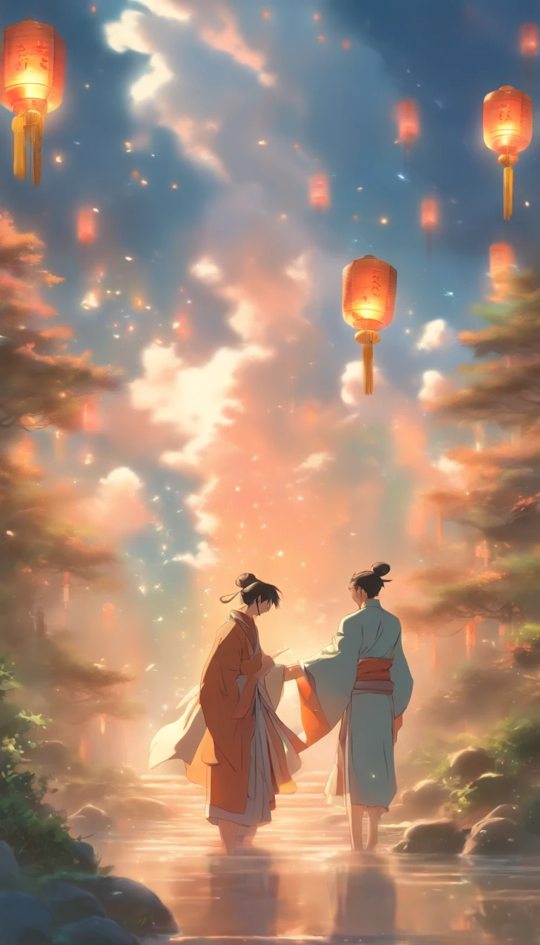 /imagine prompt: A determined young woman, Xiao Xun'er, walking confidently towards an old man, He Lao, pleading for mercy. The atmosphere is filled with the aura of cultivation, with Nalan Shijie standing by, her presence adding a sense of mystery and tranquility to the scene.,32k, best quality, masterpiece, super detail, high details, by Makoto Shinkai ,in the style of the stars art group xing xing, --niji 5"