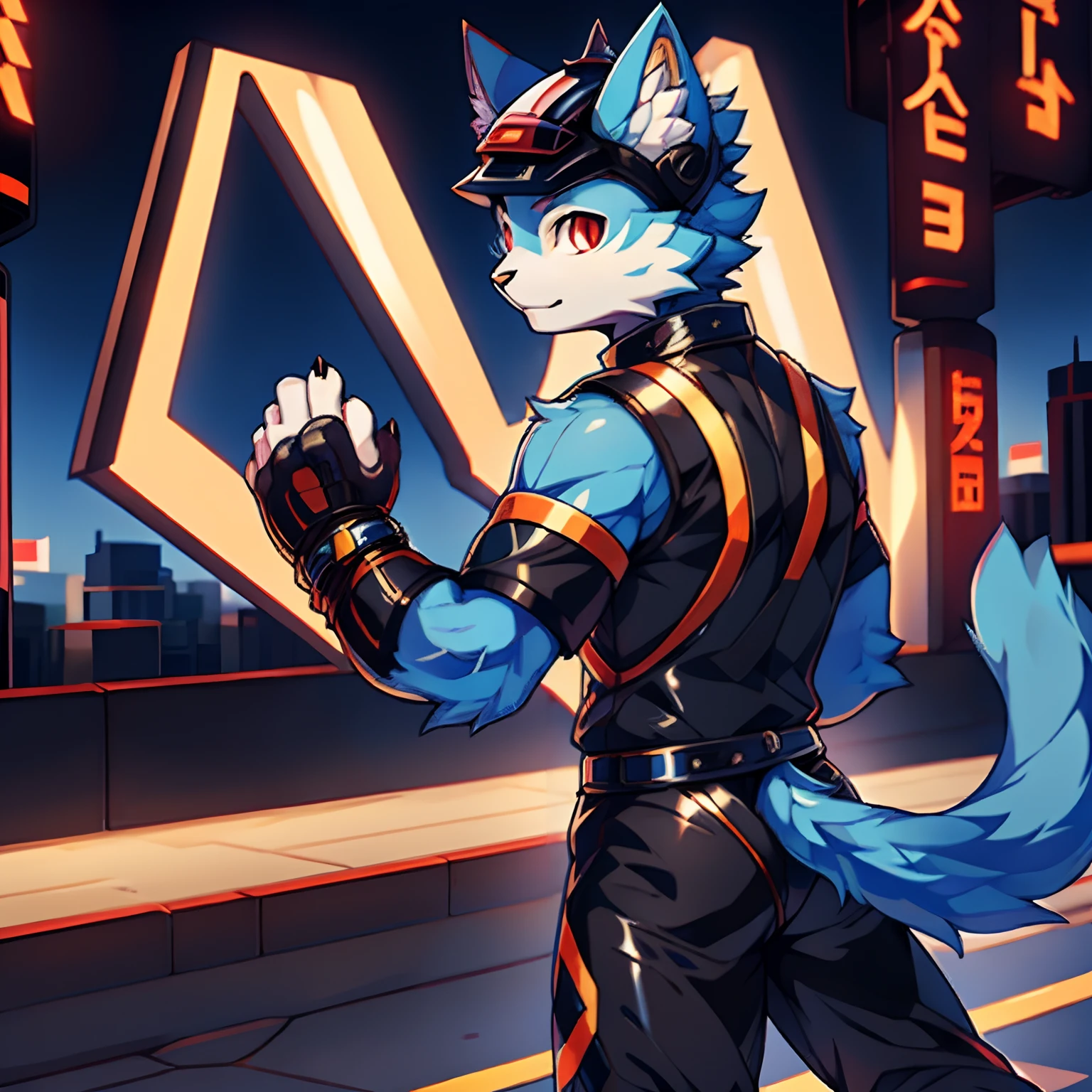 (Masterpiece: 1.3), (Best quality: 1.2), (2D: 1.0), (Anime: 1.0), (Illustration: 1.0), (Sharp: 1.2), (dawn_environment), (Arcade), (Clear, Shiny: 0.8), (Imitation: 1.1), (Ultra Detailed: 1.0), Cute, (1 boy, solo), (Human Furry: 1.6), 18 yo male, (Canine, monster_boy:1.2), (anthro_male_bear:1.2), sharp claws, detailed fur, short tail, front, side, back, blue and white fur, pink pattern, Fury, minimalist background