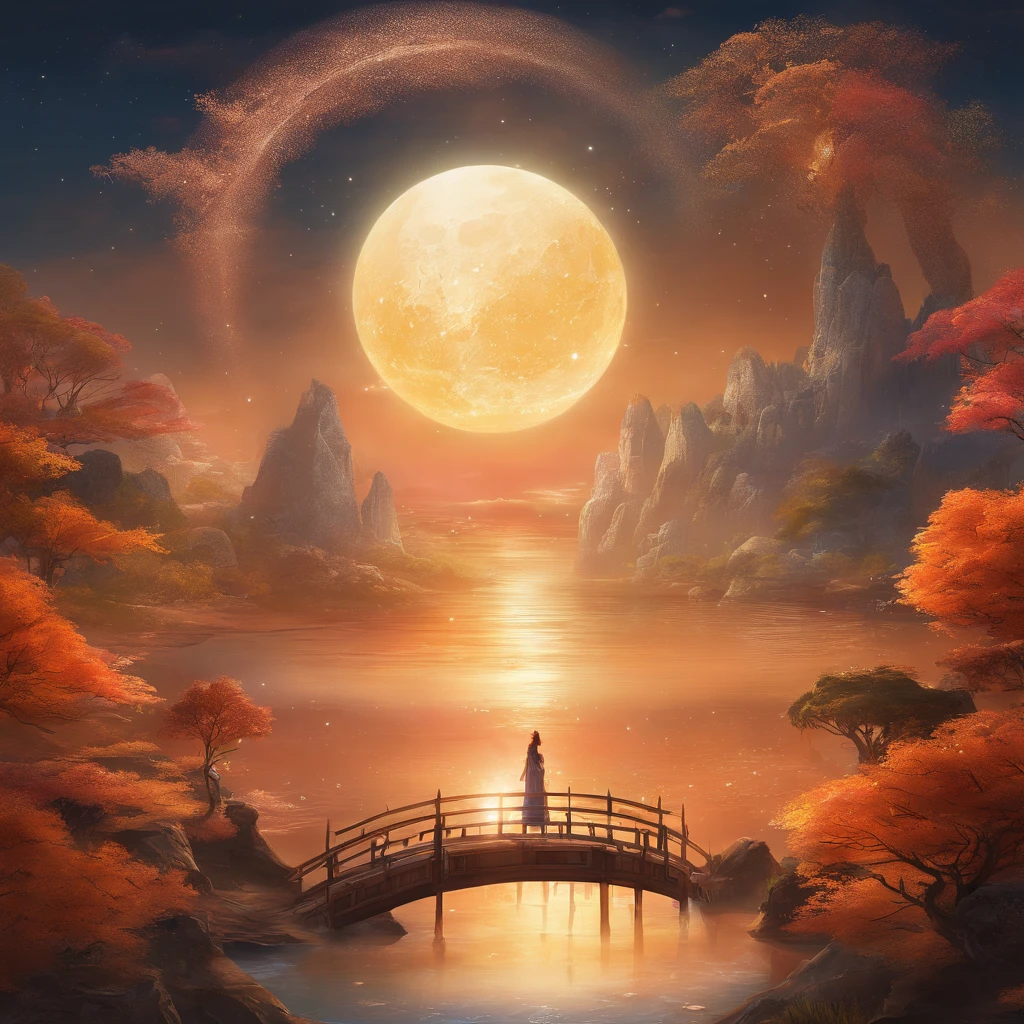 themoon, Moon cake, Mid-Autumn Festival, partially underwater shot, polar opposites, high detail, Romanticism, god rays, ray tracing, UHD, retina, masterpiece, ccurate, anatomically correct, super detail, high details, high quality, award winning, best quality, highres, 16k, textured skin