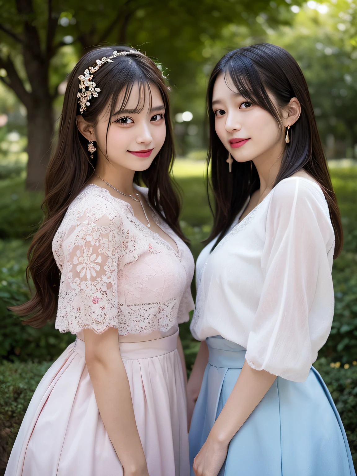 (dynamic pose:1.2),(dynamic camera),photo RAW,((close-up of portrait of two young_women in see-through dress)),Embroidery pattern:1.5,belorussin,long blonde wave hair, standing on flowers field, big cornflowers in foreground (bokeh:1.2)), masterpiece, award winning photography, lighting, perfect composition, high detail, hyper realistic,dramatic lighting, epic