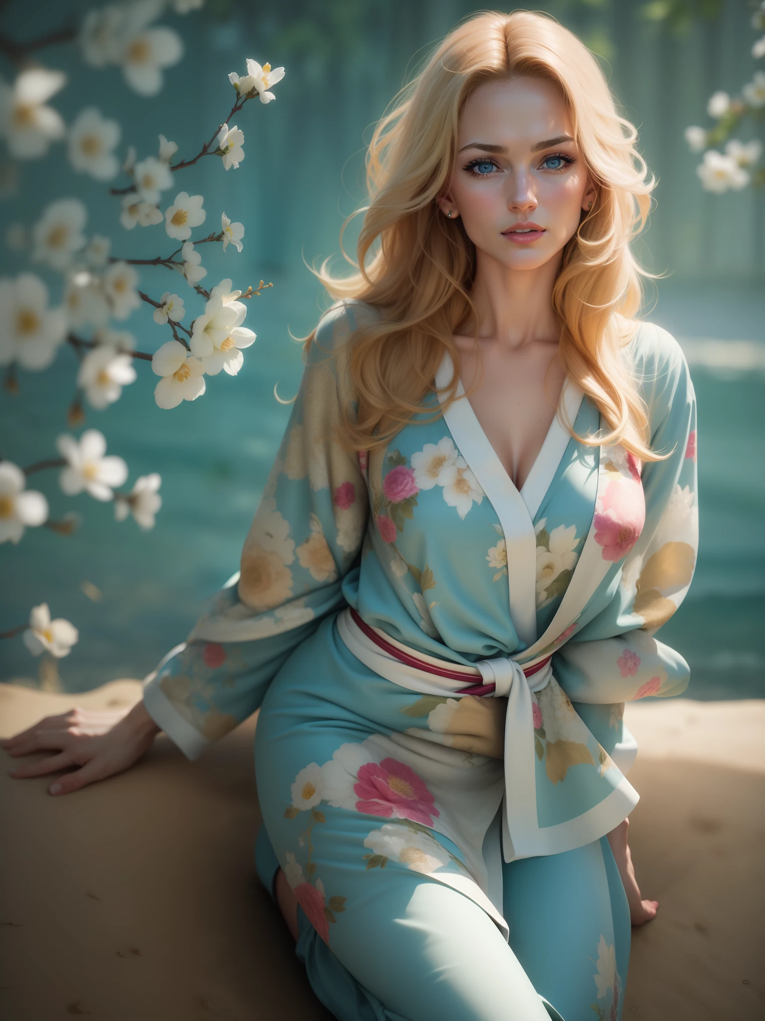 {{{(Photorealsitic:1.4)}}}, Beautiful detailed woman, extremely detailed eye and face, beatiful detailed eyes, Ridiculous, unbelievable Ridiculous, ultra-detailliert, hight resolution, ighly detailed, top-quality, masterpiece,illustratio, ighly detailed, nffsw, unification, 8K Picture Wallpaper, astonishing, finely detail, masterpiece, top-quality, Highly detailed ajc,Unified 8K Denden, face lights, Cinematographic lighting,masutepiece,Best Quality,ultra-detailliert,hight resolution,hight resolution,4K,Portrait in 4K,8K,8K Portrait,Unity 8k壁纸,Highly detailed ajc,Realistic,Raw photo,Real person,a portrait photo of,Photorealistic,Shiny skin,Detailed skin,(((Dynamic Angle,Full body))),{{{{Supermodel Karen Mulder}}}},{{{Karen Mulder is a supermodel from the Netherlands}}},Especially active in the 1990s,{{{Her physical characteristics are as follows}}},{{{Height 177cm}}},{{{Hair color: a blond}}},{{{Eye color: cyan colors}}},{{{slender and well-proportioned proportions}}},{{{big bright blue eyes}}},{{{high cheekbones}}},{{{Full lips}}},Dynamic Angle,Wide Shot,{{{{Floral kimono}}}},Dynamic Pose,(PAW Pose:0.5),{{{Supermodel Karen Mulder}}},(((Dynamic Angle,Full body))),Dynamic Angle,Full body,Dynamic Pose,{{{Dynamic Angle Wide Shot}}},{{{Karen Mulder}}}