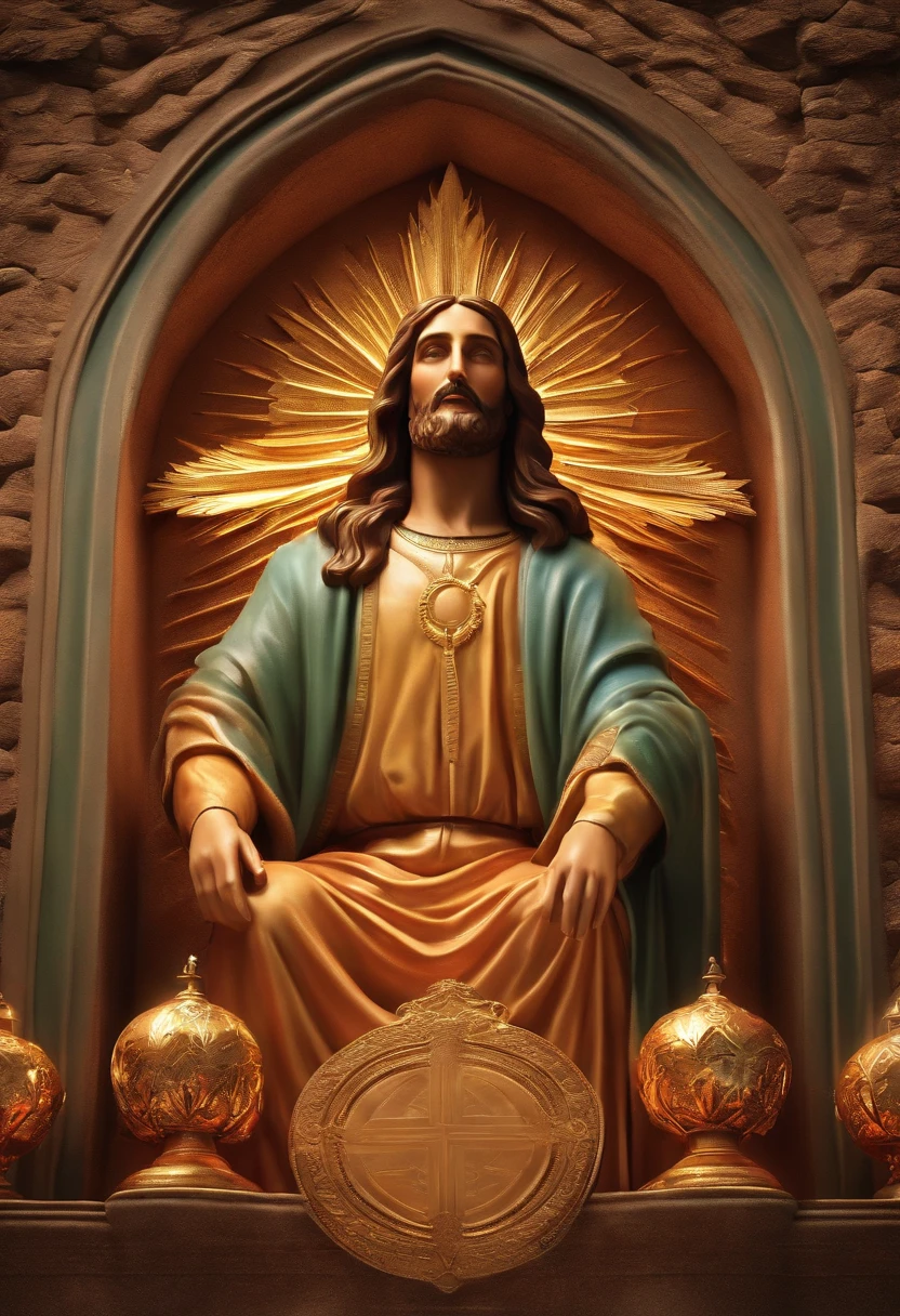 Observo bonito 3D desenhos animados jesus cristo, feliz, rindo, segurando um cartaz