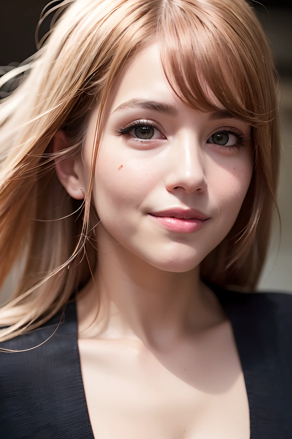 (realistic, photo-realistic:1.37),(8k, RAW photo, best quality, masterpiece:1.2), cute, ultra-detailed,heart-shaped pupils,physically-based rendering, ultra high res, kodakvision color, shot on Arricam LT Camera, bokeh, sharp focus,
looking at viewer,photorealistic,realistic, solo, photorealistic, best quality,extremely detailed face,extremely detailed eyes and face, beautiful detailed eyes,absurdres, incredibly absurdres,haunting smile,Messy hair, floating hair, ,