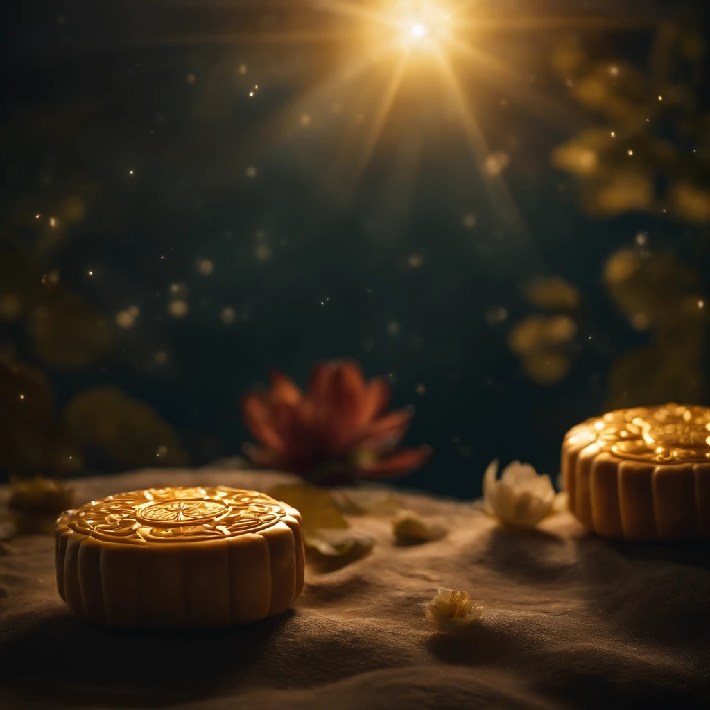 themoon, Moon cake, Mid-Autumn Festival, partially underwater shot, polar opposites, high detail, Romanticism, god rays, ray tracing, UHD, retina, masterpiece, ccurate, anatomically correct, super detail, high details, high quality, award winning, best quality, highres, 16k, textured skin