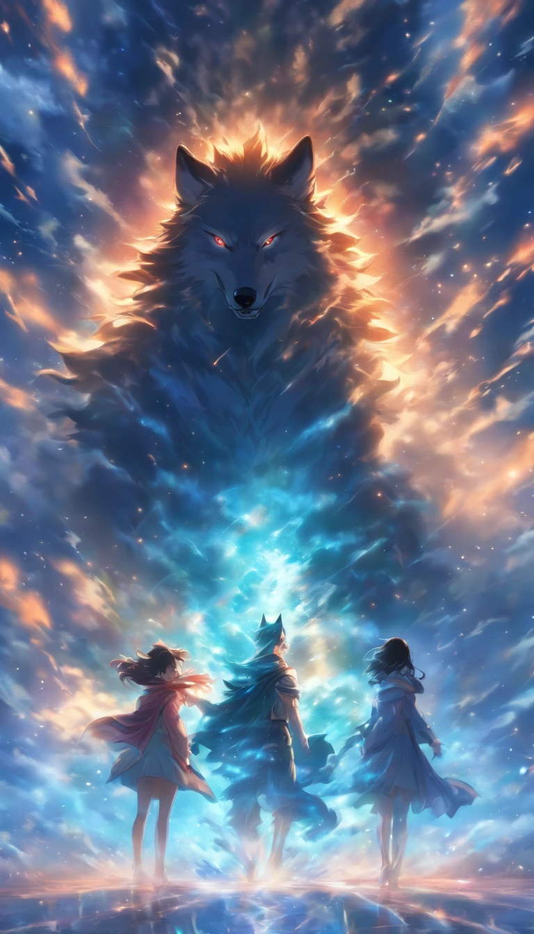 /imagine prompt: A man standing in a dark room, two women emerging from the mist with their eyes glazed and wolf-like gaze, rushing towards the man with hostility, ,32k, best quality, masterpiece, super detail, high details, by Makoto Shinkai ,in the style of the stars art group xing xing, --niji 5"