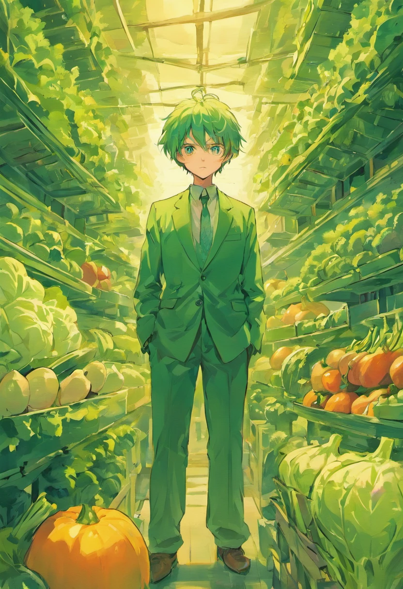 a man with vegetables, surreal painting