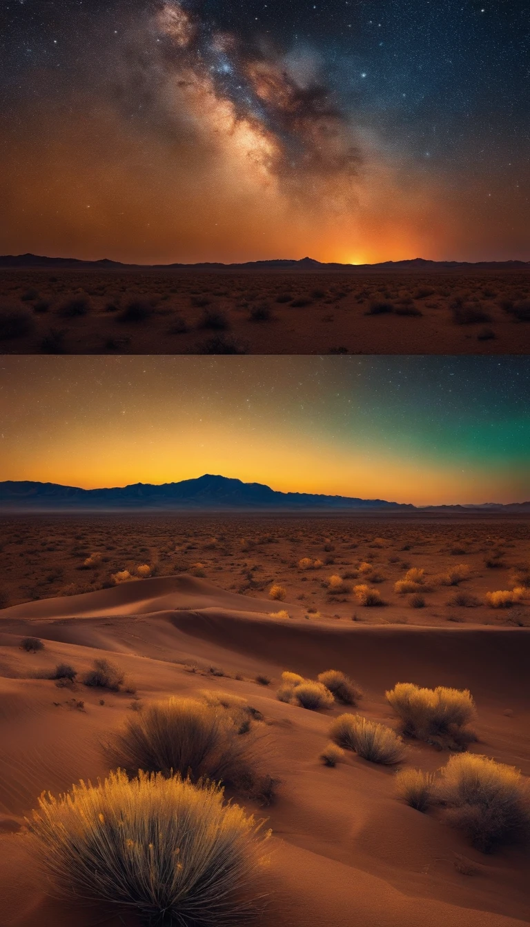breath-taking,Van Gogh-style starry sky in quaint night sky,Rolling desert,the expanse,