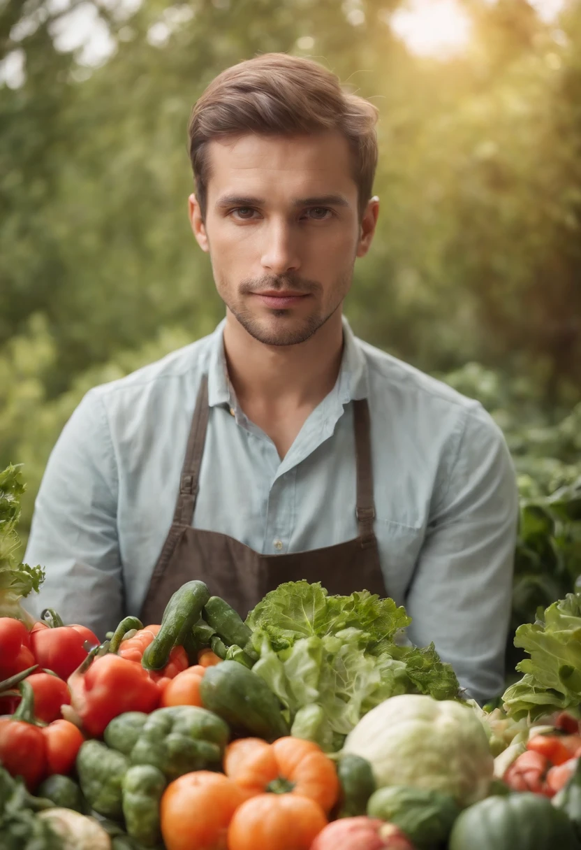 a man with vegetables, surreal painting