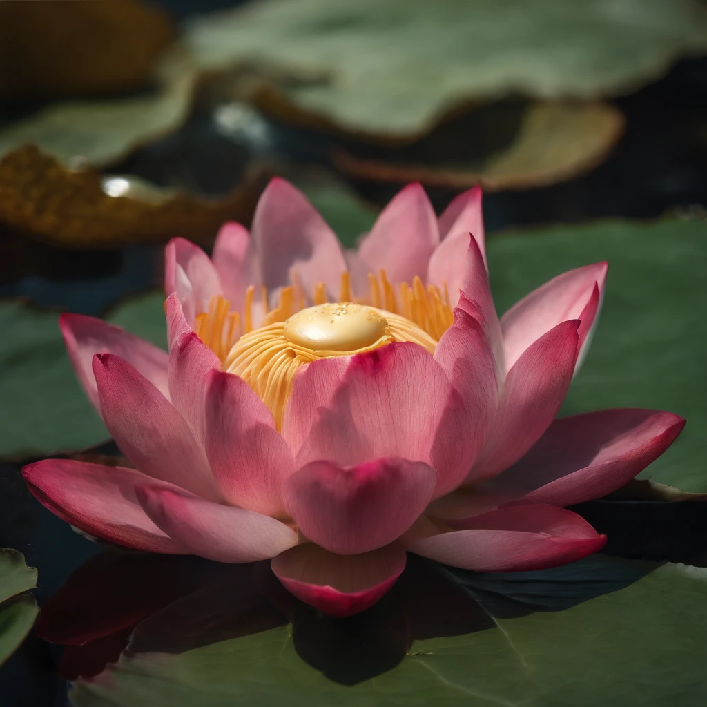 themoon, Moon cake, Mid-Autumn Festival, lotus flower, Lotus leaf, zen feeling, partially underwater shot, polar opposites, high detail, Romanticism, god rays, ray tracing, UHD, retina, masterpiece, ccurate, anatomically correct, super detail, high details, high quality, award winning, best quality, highres, 16k, textured skin