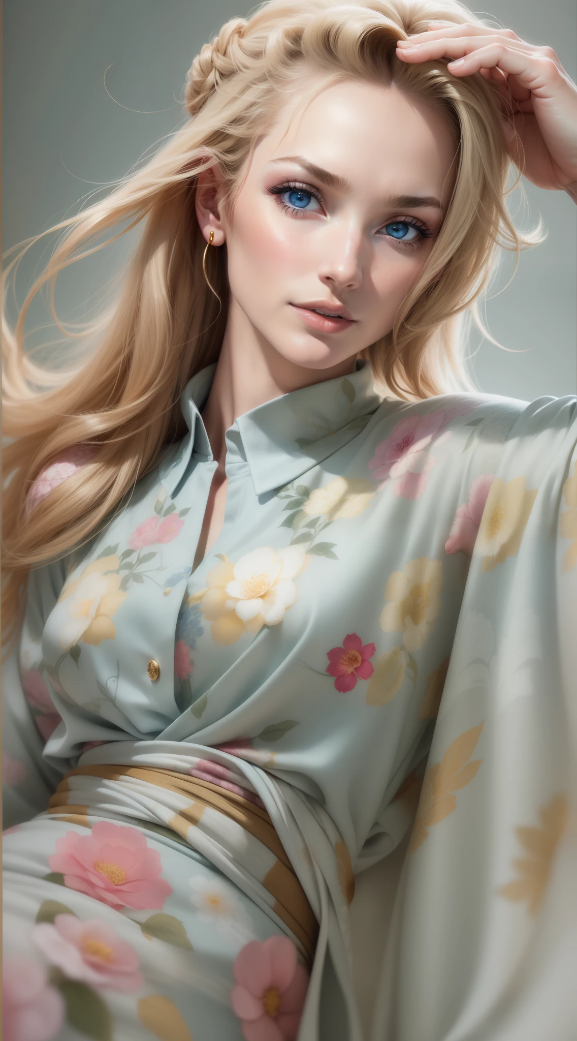 {{{(Photorealsitic:1.4)}}}, Beautiful detailed woman, extremely detailed eye and face, beatiful detailed eyes, Ridiculous, unbelievable Ridiculous, ultra-detailliert, hight resolution, ighly detailed, top-quality, masterpiece,illustratio, ighly detailed, nffsw, unification, 8K Picture Wallpaper, astonishing, finely detail, masterpiece, top-quality, Highly detailed ajc,Unified 8K Denden, face lights, Cinematographic lighting,masutepiece,Best Quality,ultra-detailliert,hight resolution,hight resolution,4K,Portrait in 4K,8K,8K Portrait,Unity 8k壁纸,Highly detailed ajc,Realistic,Raw photo,Real person,a portrait photo of,Photorealistic,Shiny skin,Detailed skin,(((Dynamic Angle,Full body))),{{{{Supermodel Karen Mulder}}}},{{{Karen Mulder is a supermodel from the Netherlands}}},Especially active in the 1990s,{{{Her physical characteristics are as follows}}},{{{Height 177cm}}},{{{Hair color: a blond}}},{{{Eye color: cyan colors}}},{{{slender and well-proportioned proportions}}},{{{big bright blue eyes}}},{{{high cheekbones}}},{{{Full lips}}},Dynamic Angle,Wide Shot,{{{{Floral kimono}}}},Dynamic Pose,(PAW Pose:0.5),{{{Supermodel Karen Mulder}}},(((Dynamic Angle,Full body))),Dynamic Angle,Full body,Dynamic Pose,{{{Dynamic Angle Wide Shot}}},{{{Karen Mulder}}}
