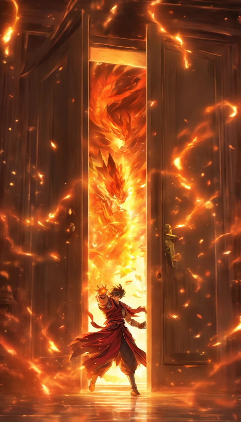/imagine prompt: A door being kicked open with great force, Elder He and his followers rushing into the room, Elder He's eyes filled with killing intent, anxiously looking at the Holy Son, a tense atmosphere in the room with decorations on the wall shaking, ,32k, best quality, masterpiece, super detail, high details, by Makoto Shinkai ,in the style of the stars art group xing xing, --niji 5"