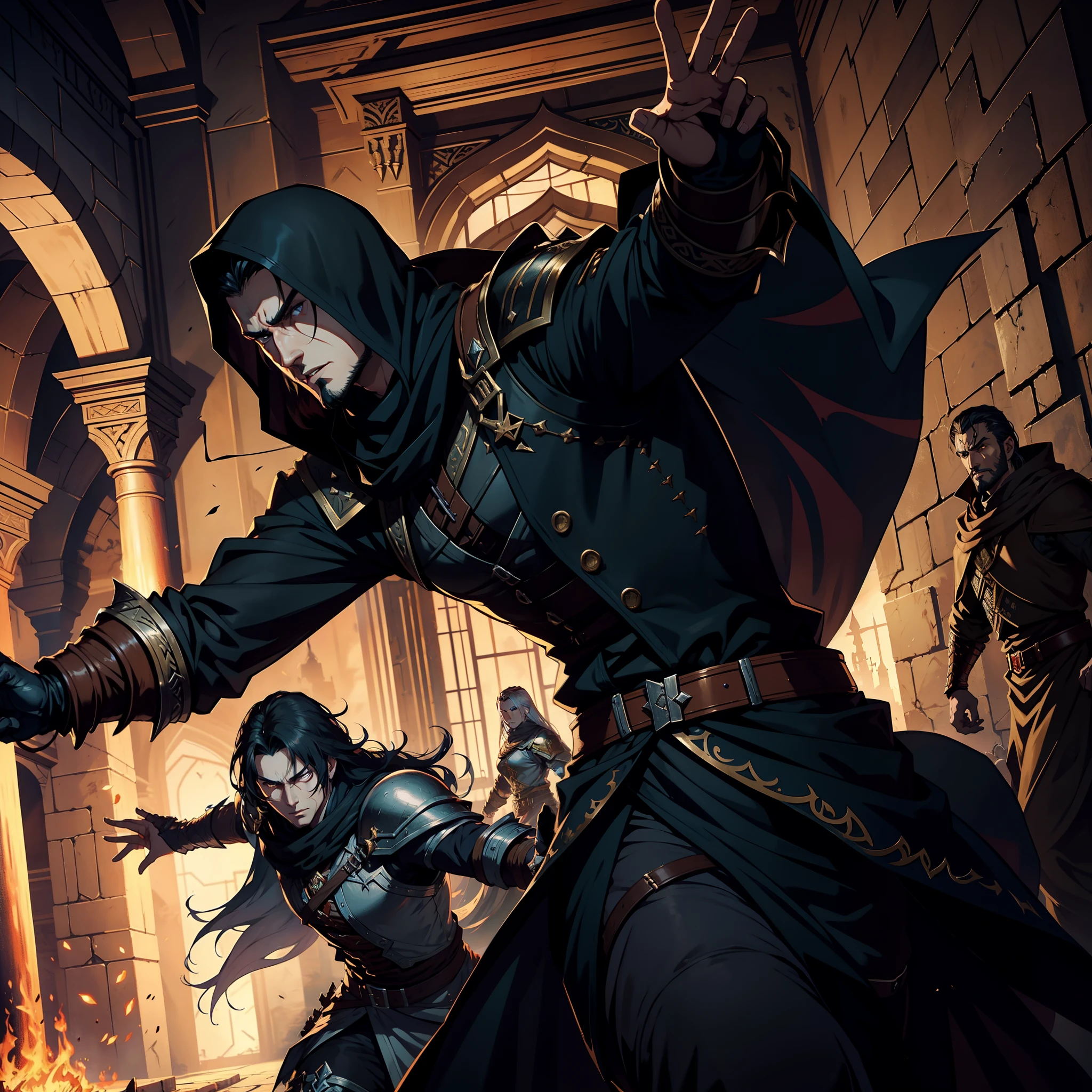 Castlevania Lord of the Shadows hyper realistic super detailed Dynamic cinematic scenes of men in combat hyper realistic Super detailed faces moroccan Wear moroccan Islamic environment