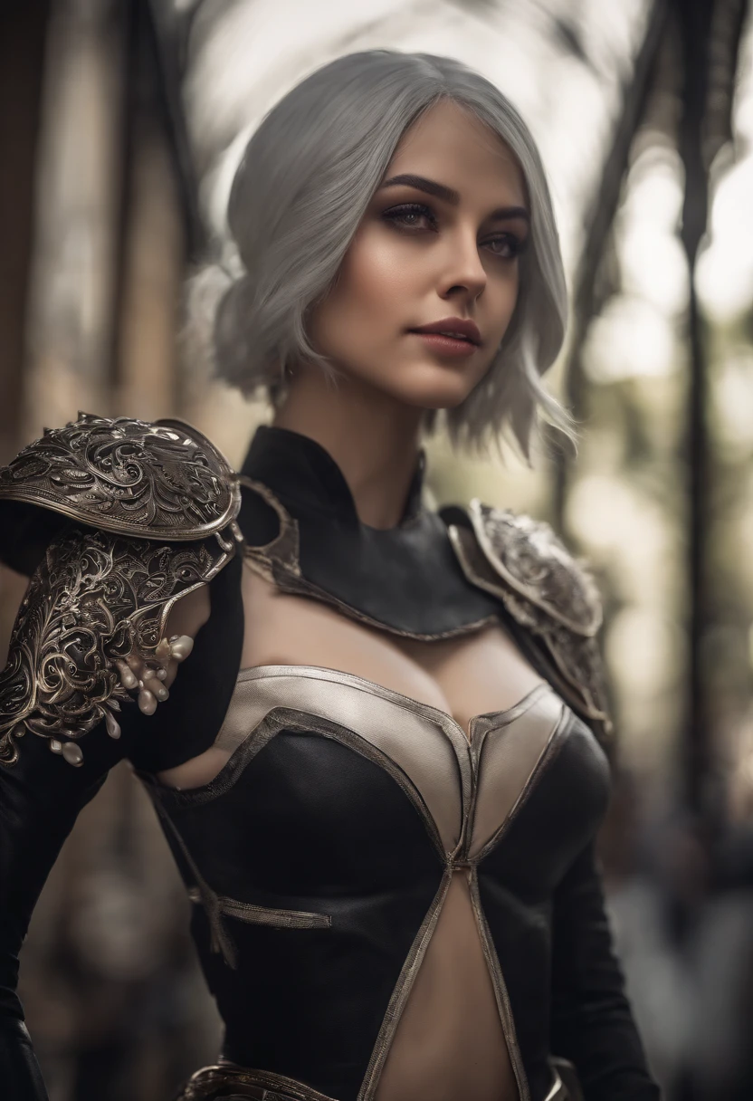 (realista,fotorrealista:1.37),foco nítido,(La mejor calidad,4k,8k,Altas Resoluciones,Obra maestra:1.2),Ultra detallado,profesional,Bokeh,Studio lighting,(vivid colors),(physically based representation)
Una chica cosplay como 2B de NieR: automata, de una manera realista y altamente detallada. His suit is made of high quality materials and fits perfectly to his body.. The girl's beautiful detailed eyes are captivating, Shining with a mix of determination and vulnerability. Sus labios, De la misma manera, son exquisitamente detallados, con un toque de una sonrisa amable.
She stands in a dynamic pose, con una mano sosteniendo su arma, el contrato virtuoso, y la otra mano elegantemente extendida. The lighting in the scene is carefully designed to highlight the contours of your face and highlight the intricate details of your costume... El fondo es un entorno vibrante y colorido, Add depth and liveliness to the image.
Overall image quality is of the highest level, with 4K or 8K resolution, permitiendo ver cada detalle minucioso. Realism and photorealistic representation of the image create a realistic representation of the character.. The use of Bokeh adds a touch of art to the composition, Draw attention to the main issue.
En resumen, this message creates an eye-catching and realistic representation of a girl cosplaying as 2B from NieR: automata, with attention to ultra-detailed features, Professional execution, vivid colors, and studio lighting.