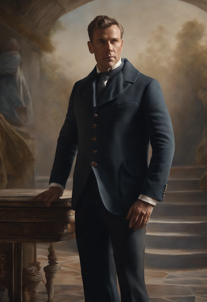 colorful pattern, Oil paintings by Flemish masters, surrealism, beau.
Un homme Handom, 40 ans, shaven , curly short brown hair.Costume moulant noir, chemise coupe blanche.
airy, Light in contrast, highly detailed, Hyperrealistic, ultra HD, couleurs vives, highly detailed, Dessin UHD, stylo et encre, composition parfaite, beautiful detailed intricate insanely detailed octane render trending on artstation, photographie artistique 8K, photorealistic concept art, soft natural volumetric cinematic perfect light
