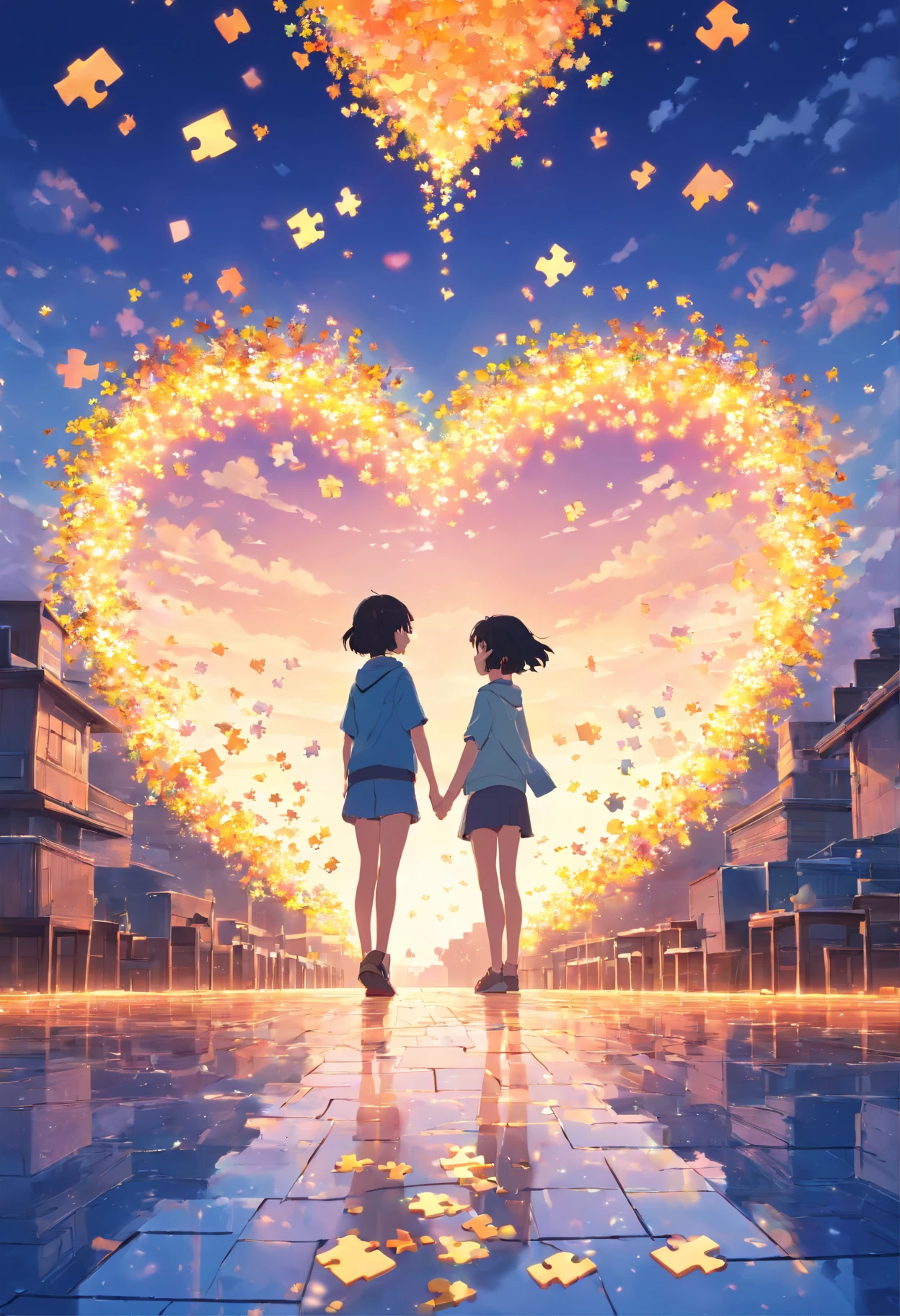 You can create heart-shaped images made up of small puzzle pieces, Each piece represents a different dream. The pieces of the puzzle are、Creatively draw to show the diversity and uniqueness of dreams、Can be designed.