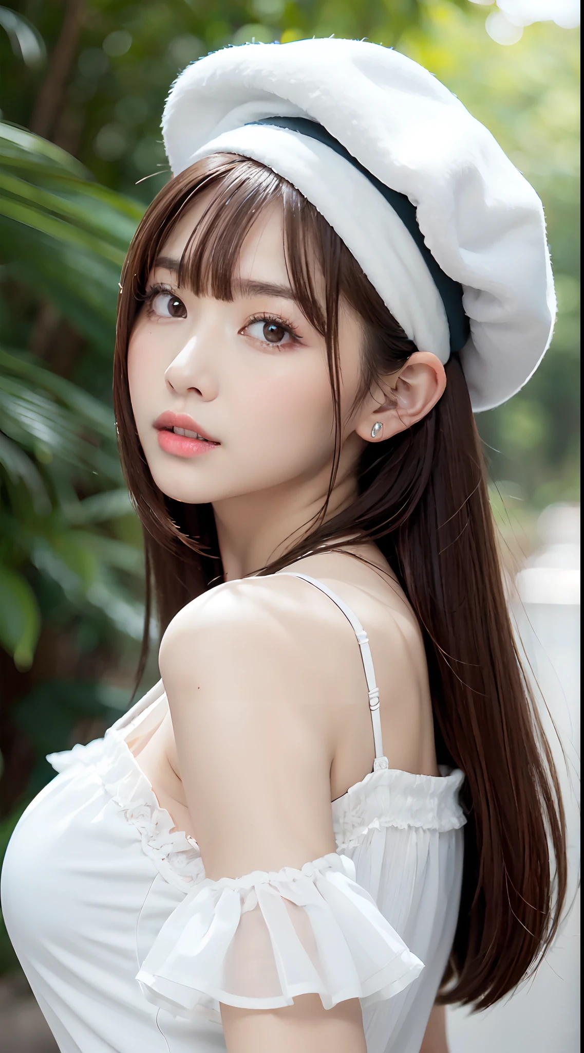 masutepiece, Best Quality, Illustration, Ultra-detailed, finely detail, hight resolution, 8K Wallpaper, Perfect dynamic composition, ((close up:1.3, from above, lookin at viewer)), Beautiful detailed eyes , (wearing Cotton Maid Costume, , Cute Ruffle Girl Dress, maid headband, color base on white black blue),