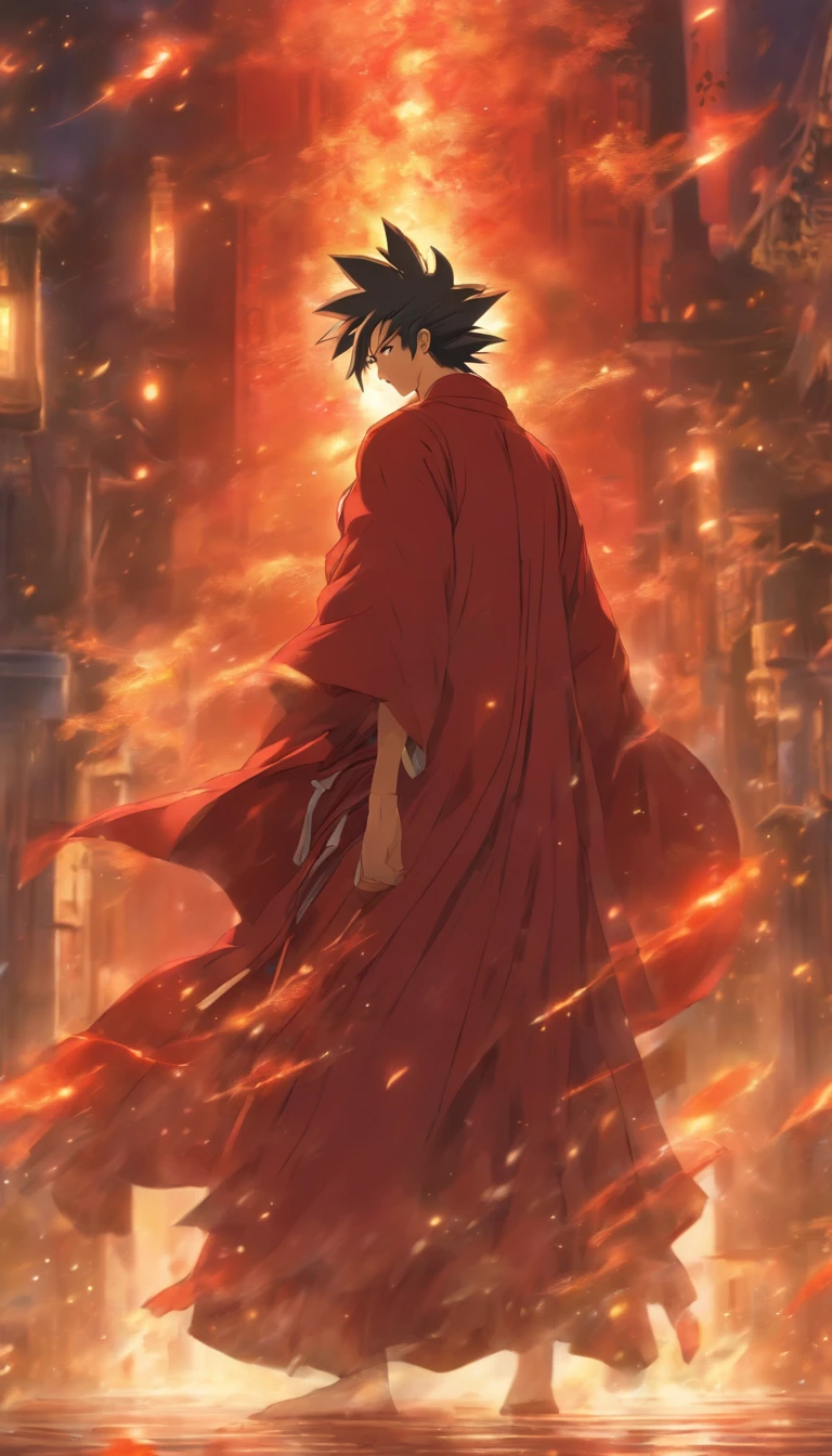 /imagine prompt: A cunning man standing in front of the Red Robe Sect, with a face full of conspiracy, blinking constantly, trying to hint at the useless saint, tense and chaotic atmosphere, ,32k, best quality, masterpiece, super detail, high details, by Makoto Shinkai ,in the style of the stars art group xing xing, --niji 5"