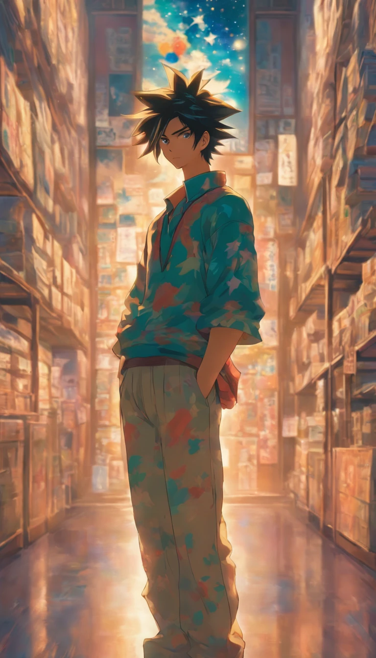 /imagine prompt: A young man standing in a spacious room, holding a postcard in his hand. The postcard features a photo of Nalan Wan'er, and he looks at it with a heavy heart. ,32k, best quality, masterpiece, super detail, high details, by Makoto Shinkai ,in the style of the stars art group xing xing, --niji 5"