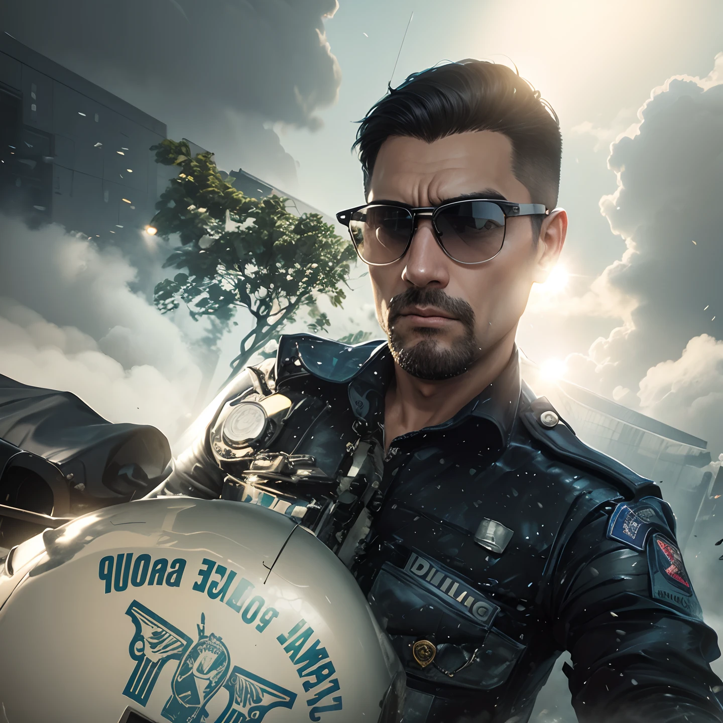 A police men with heavy bike