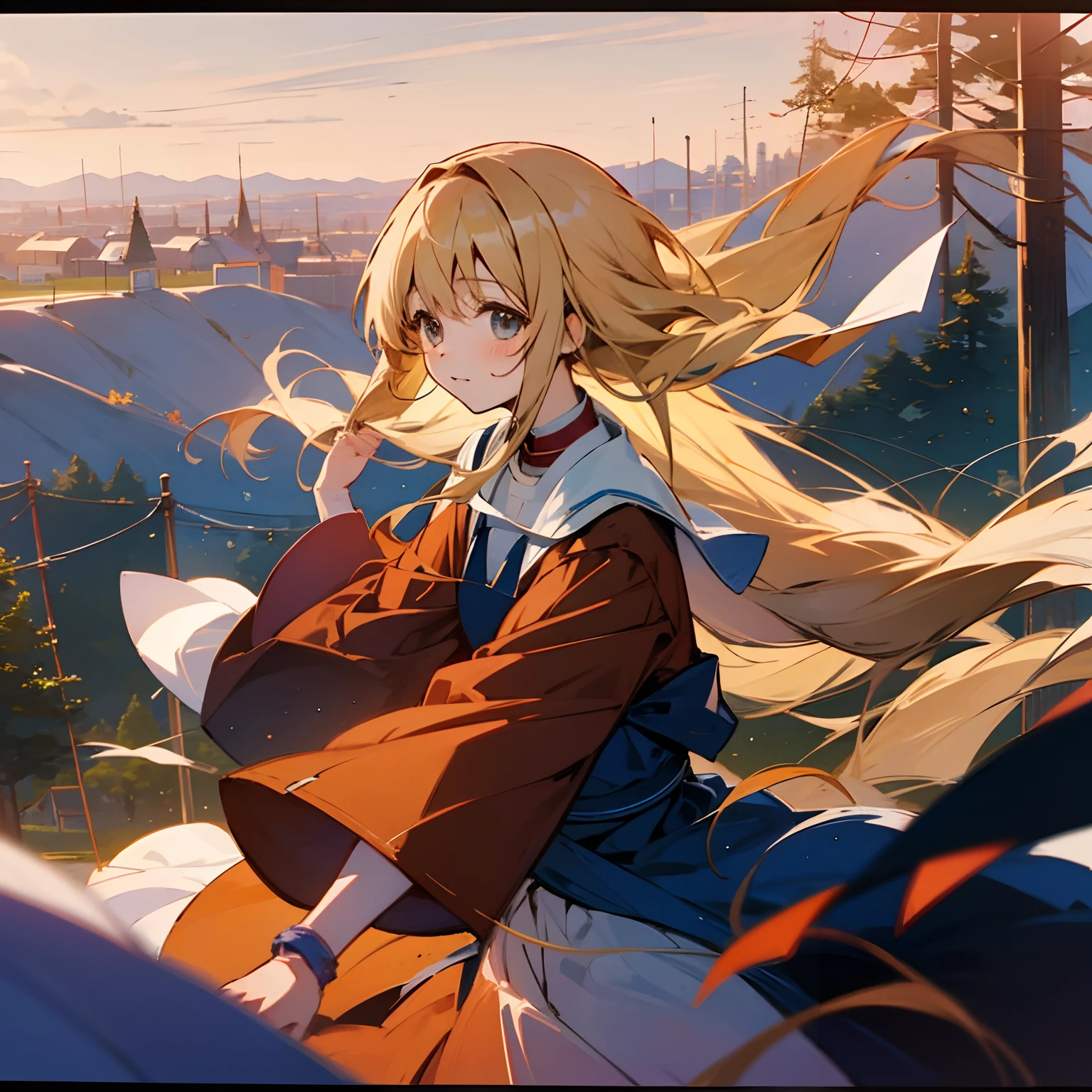 High detail, super detail, super high resolution, Anime art, Anime character, girl, Shiina Mahiru, Blond long hair, cute girl